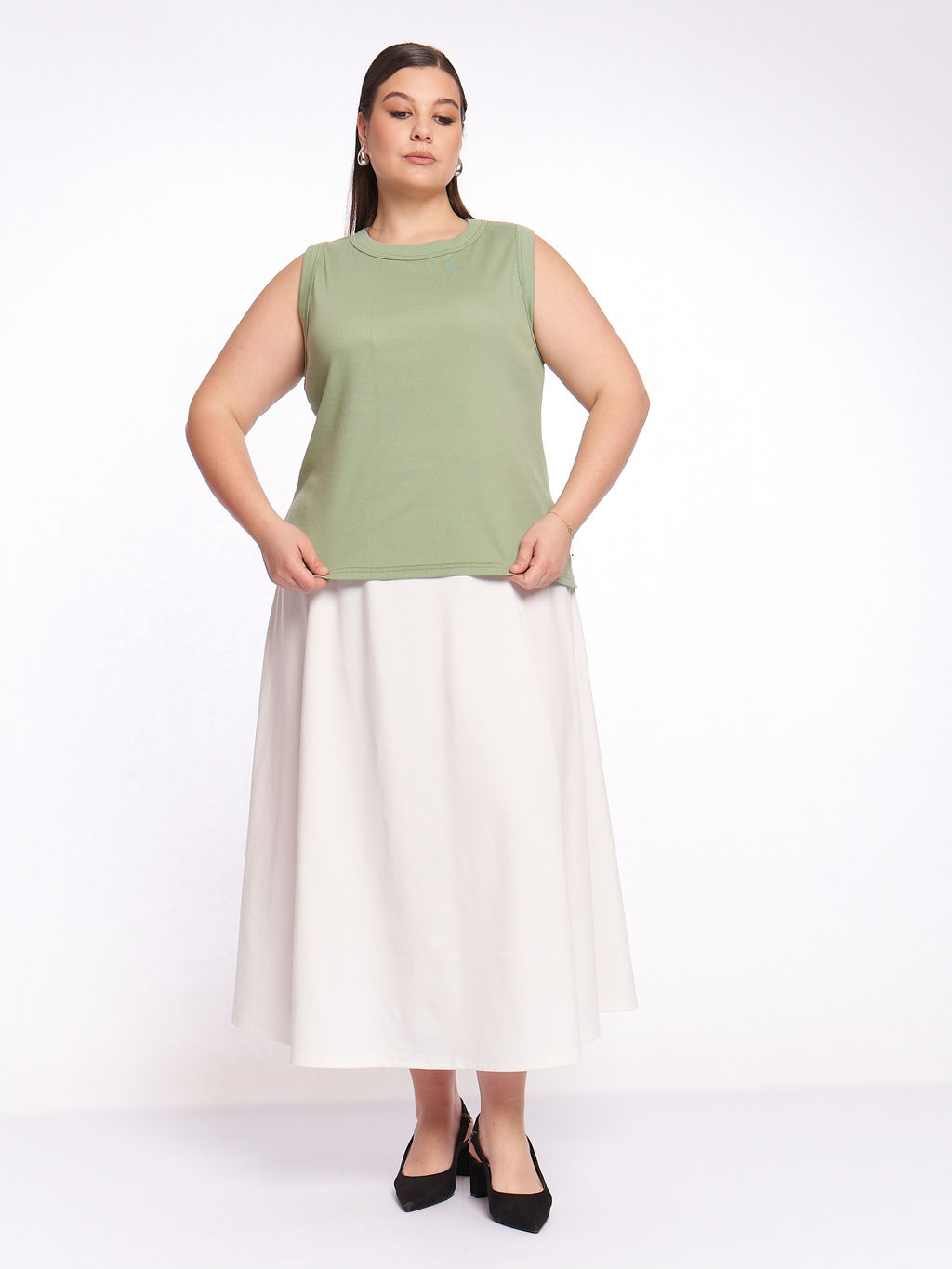 Юбка из плотного трикотажа UB17406WHT04