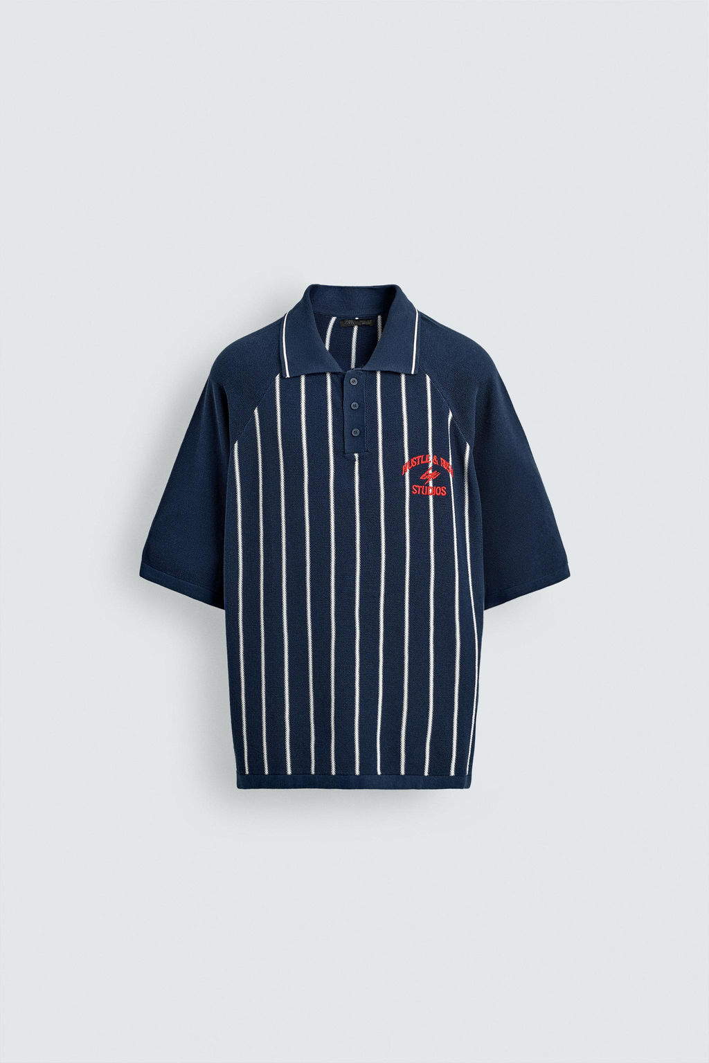 POLO PUNTO RAYAS BORDADO PARCHE / Azul tinta