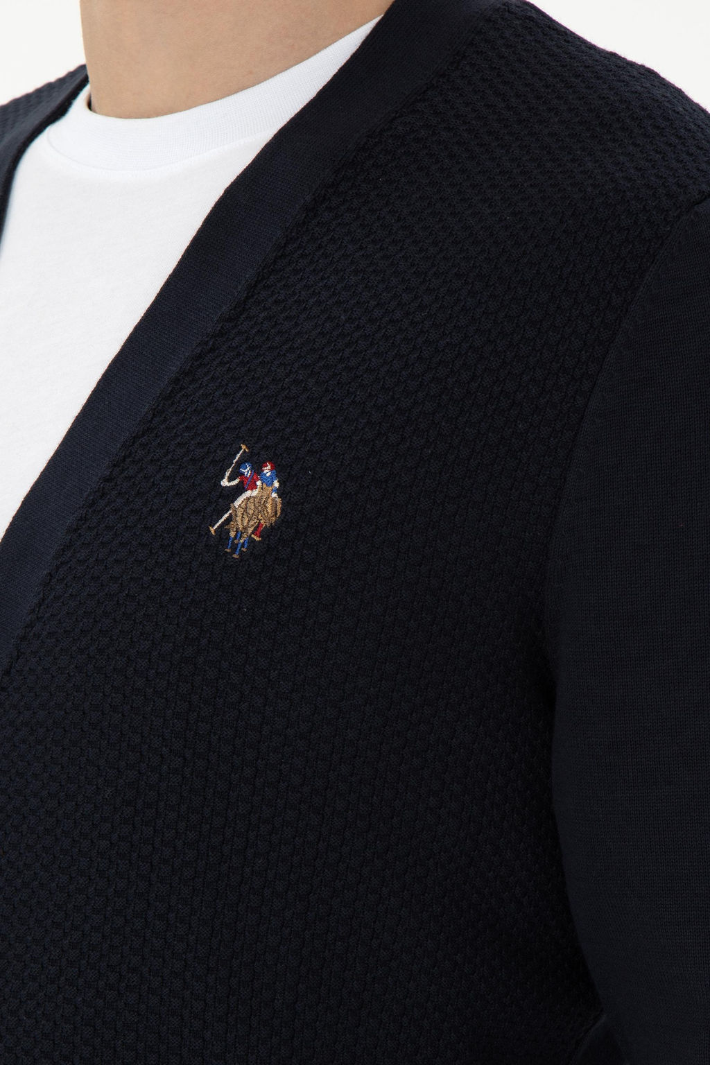 Мужской темно-синий базовый трикотажный кардиган Неожиданная скидка в корзине - U.s. polo assn фото 7