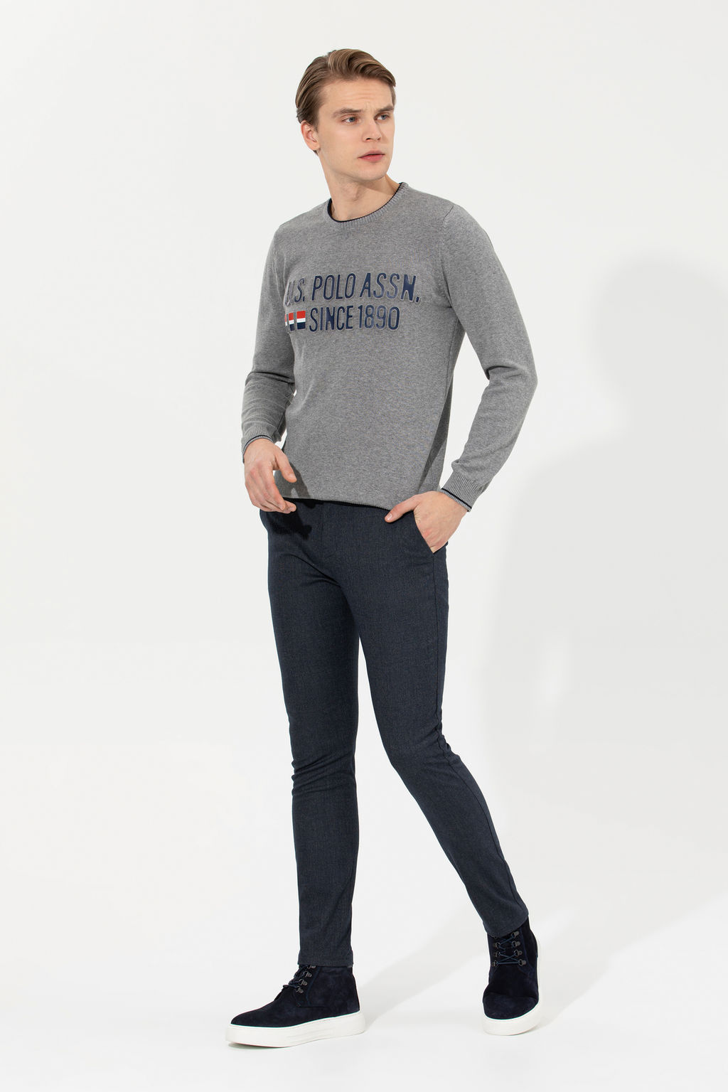 Мужские темно-синие брюки из плотной ткани - U.s. polo assn фото 24