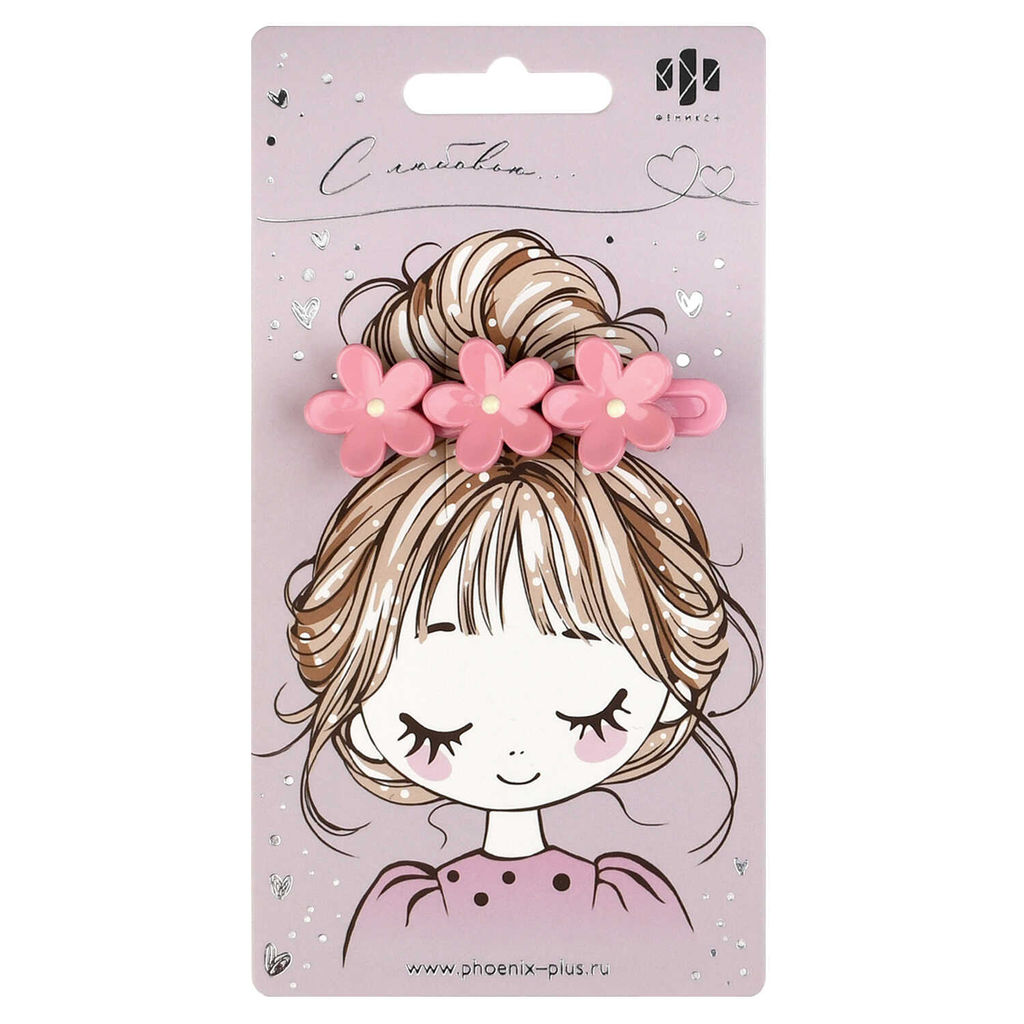 Заколка для волос зажим, арт. 71764 / 10 ЦВЕТОЧКИ (в наборе: 1шт., 6,4 см, черный металл, полиэфир