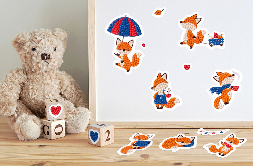 Кристальная (алмазная) мозаика ФРЕЯ ALVN-125 наклейки Лисята 19.5 х 14 см