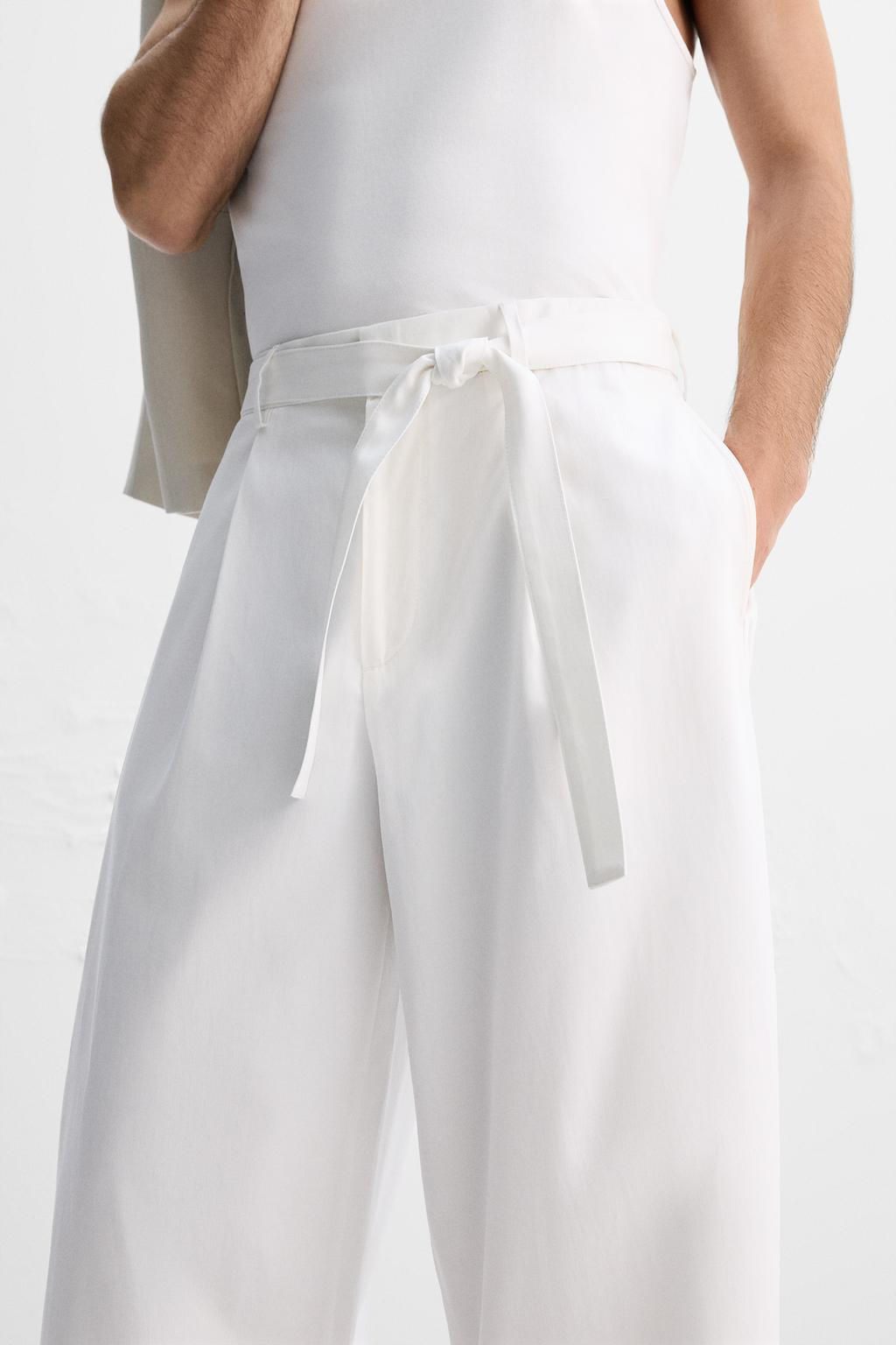 LYOCELL - COTTON TROUSERS WITH BELT - Zara фото 5