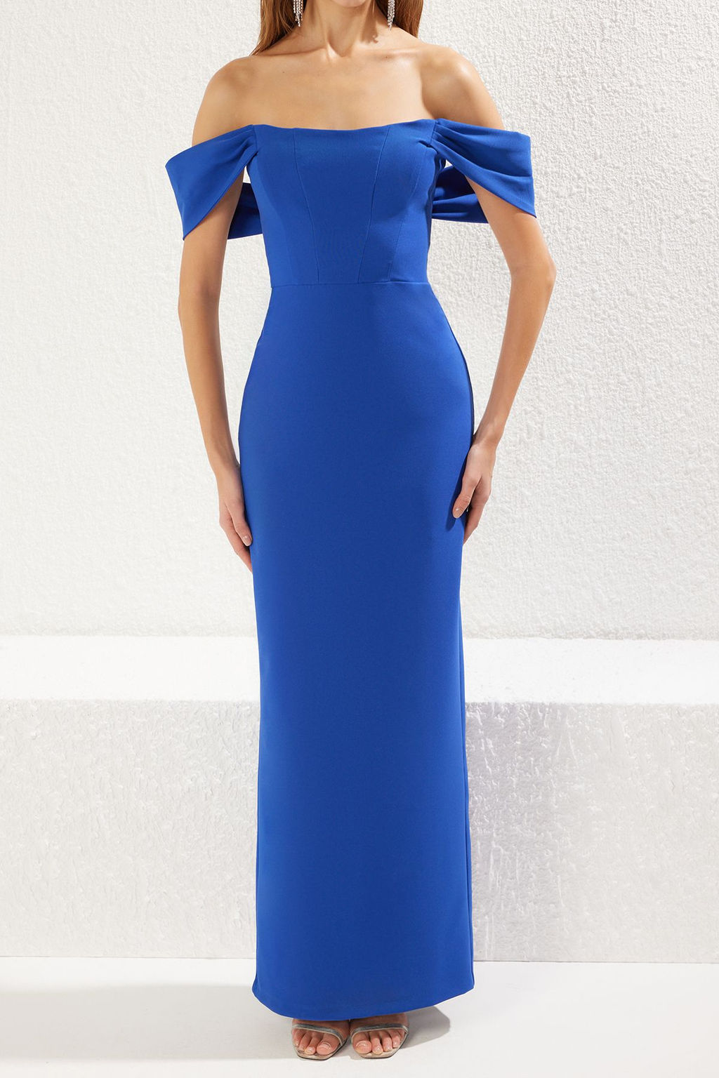 TRENDYOLMILLA Siyah Carmen Yaka Dokuma S?k Abiye Elbise TPRSS25AE00008  фото 3