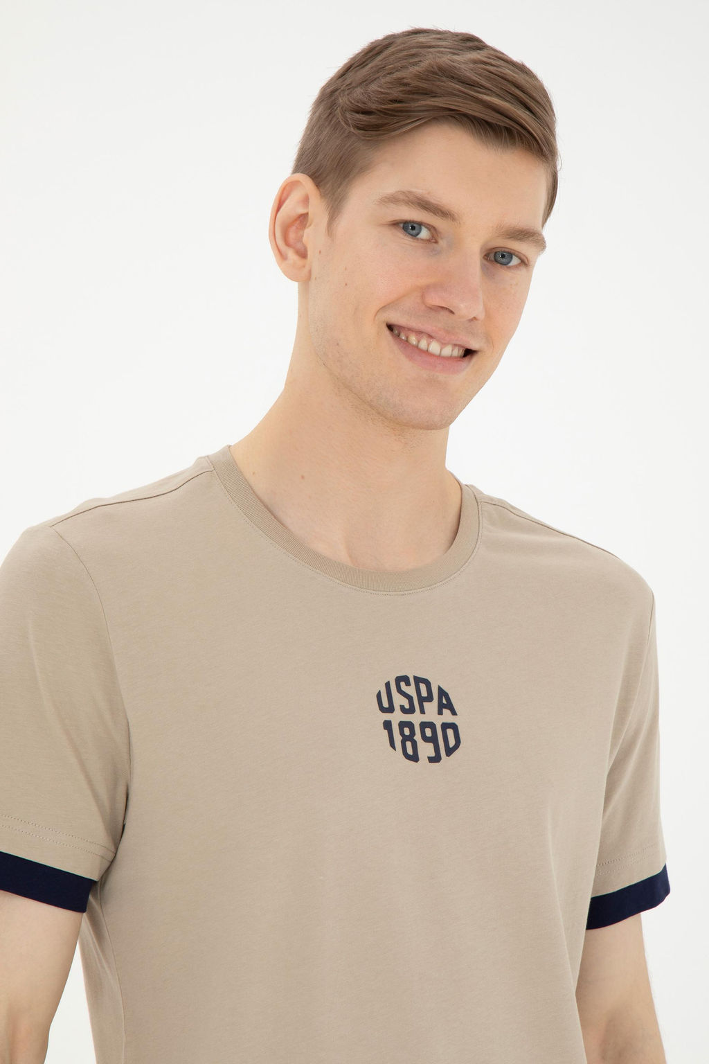 Футболка U.S. Polo Assn. мужская светло-хаки хлопок  фото 9