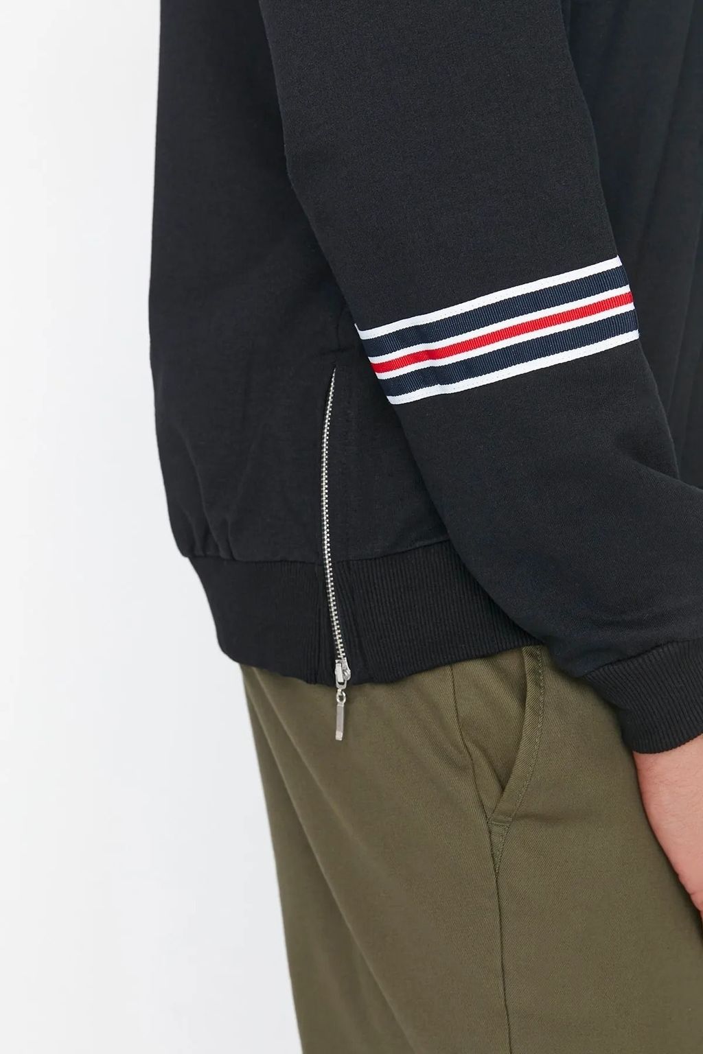 Siyah Oversize/Genis Kesim Seritli Sardonsuz Sweatshirt TMNAW21SW0796 - Trendyolmilla фото 4