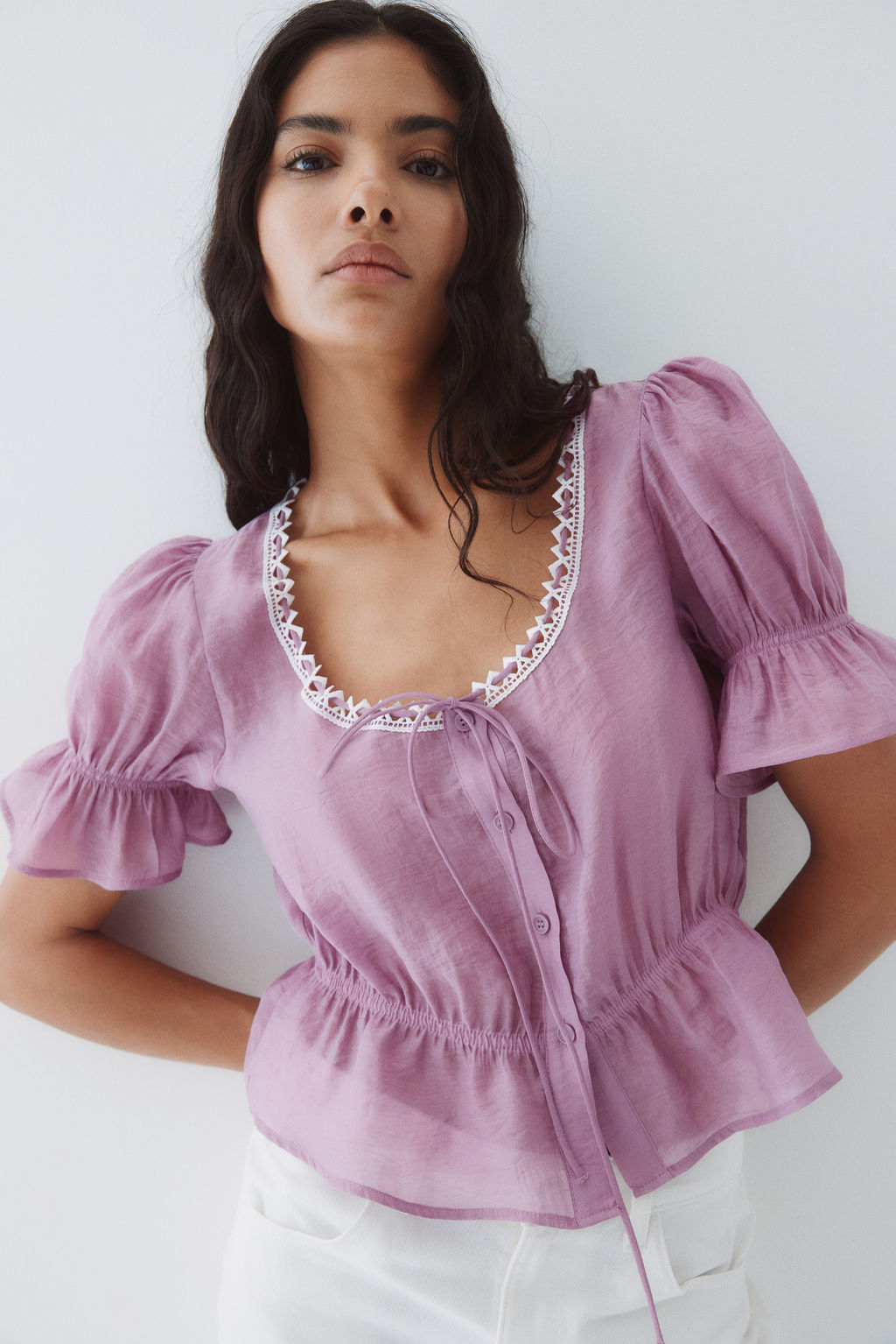 Blusa de manga corta con peplum - H&m фото 4