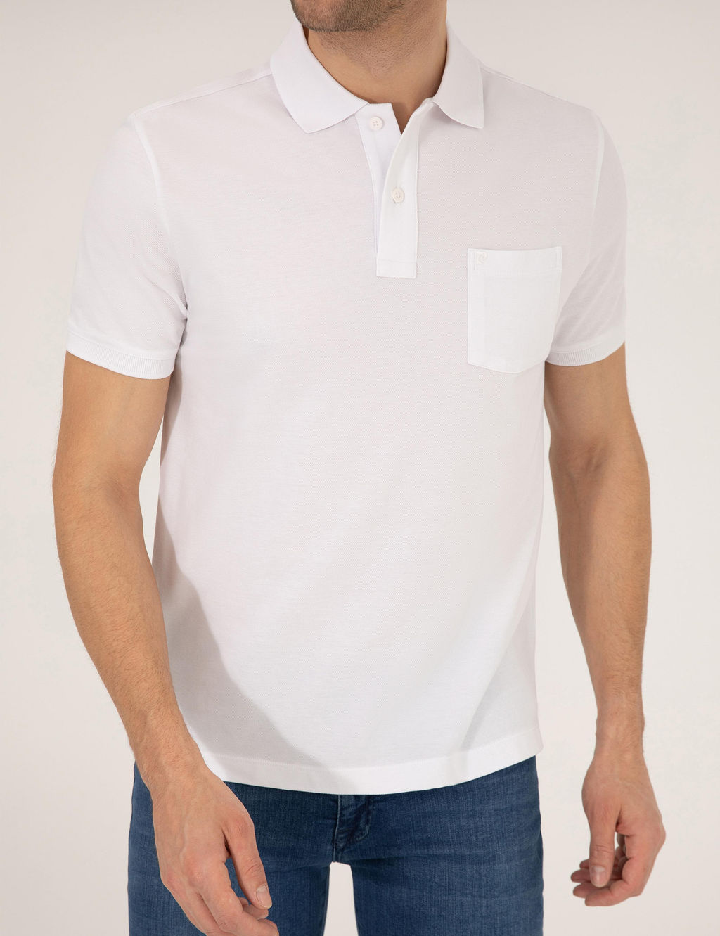 Beyaz Regular Fit Polo Yaka Basic Ti__rt