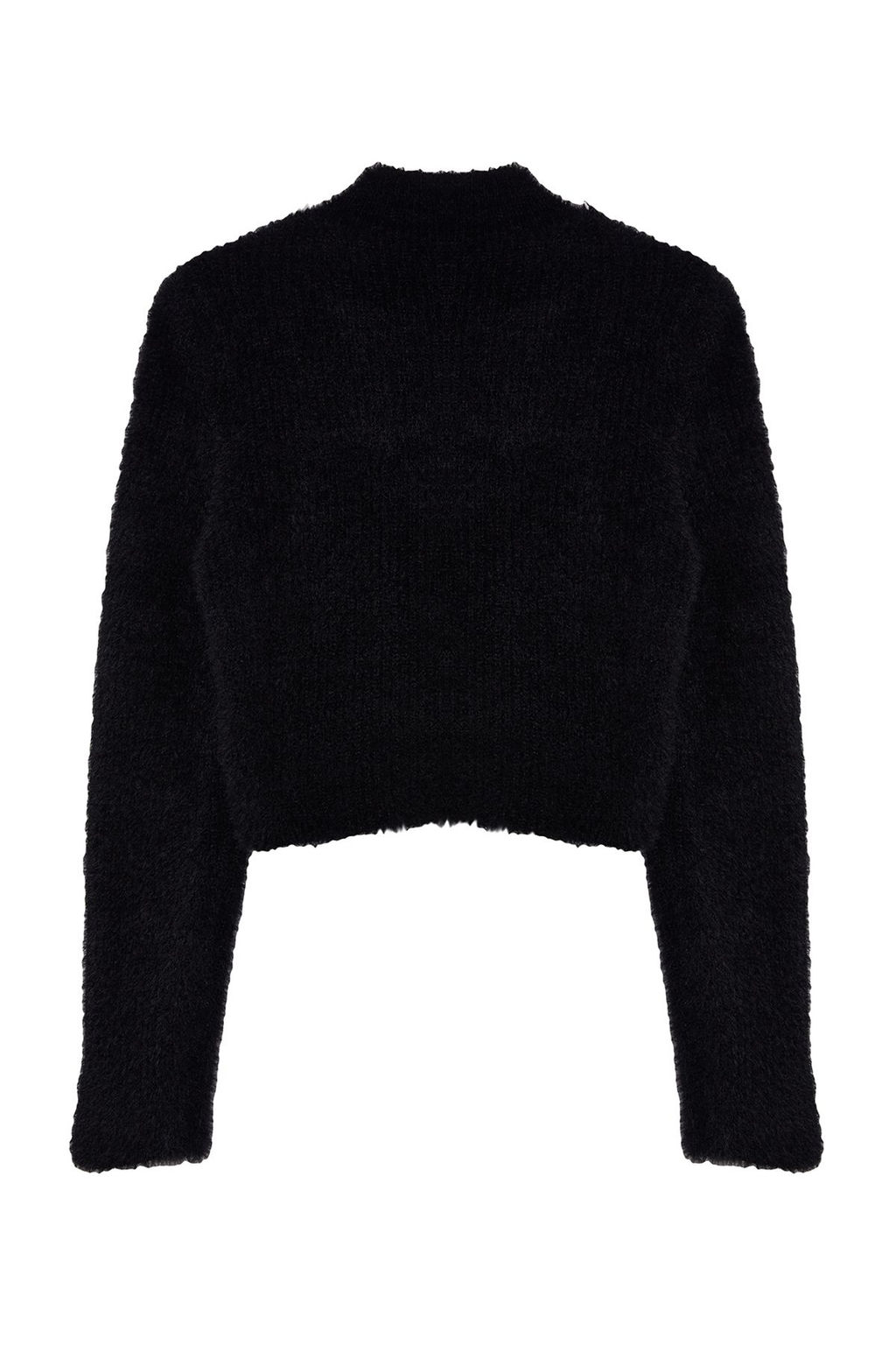 TRENDYOLMILLA Siyah Crop Yumusak Dokulu Boncuk Detayl? Triko Kazak TWOAW25KZ00143