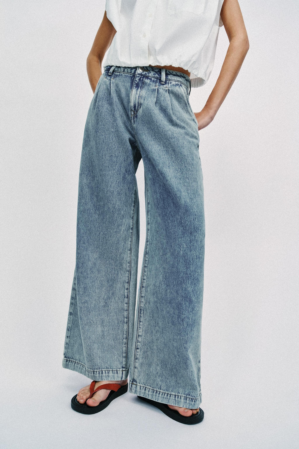 JEANS Z1975 WIDE LEG PINZAS / Azul claro - Zara фото 2