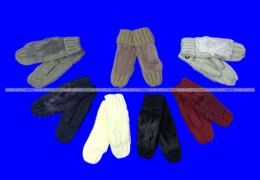 Цена за 12 пар.Варежки женские двойные внутри с мехом арт. А 116