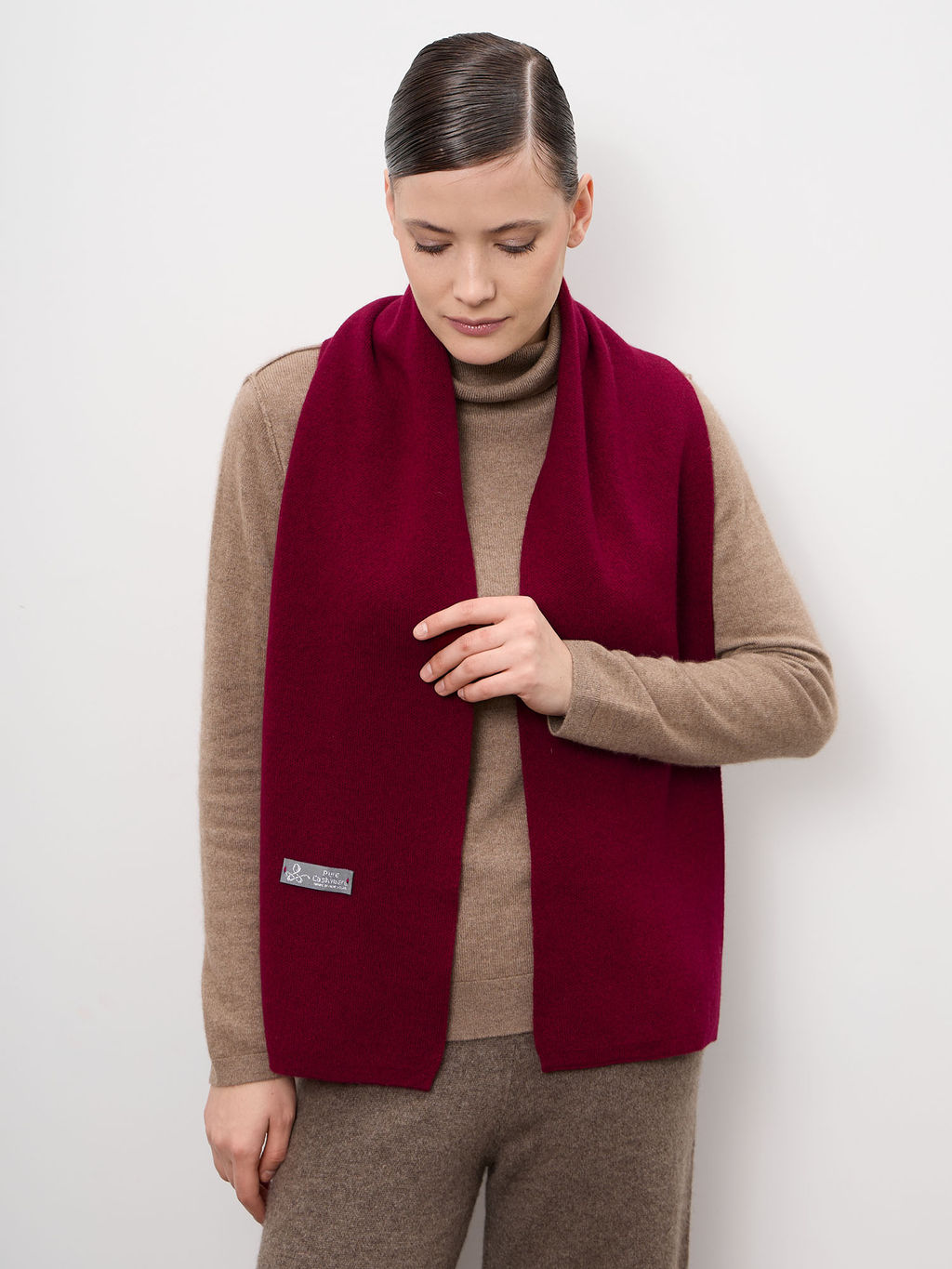 Шарф кашемировый бордовый