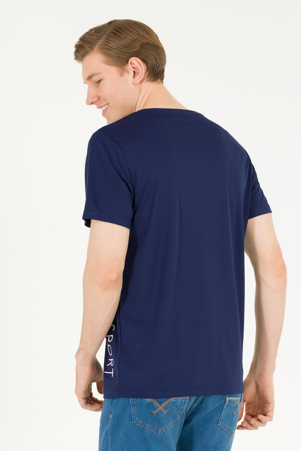 Мужская темно-синяя футболка с круглым вырезом - U.s. polo assn фото 5