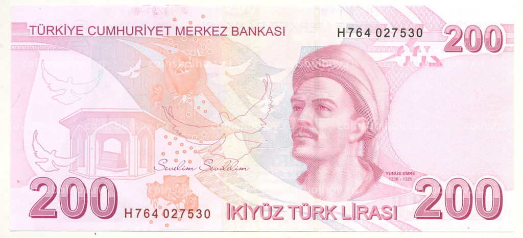 Банкнота 200 лир 2009(2024) года Турция