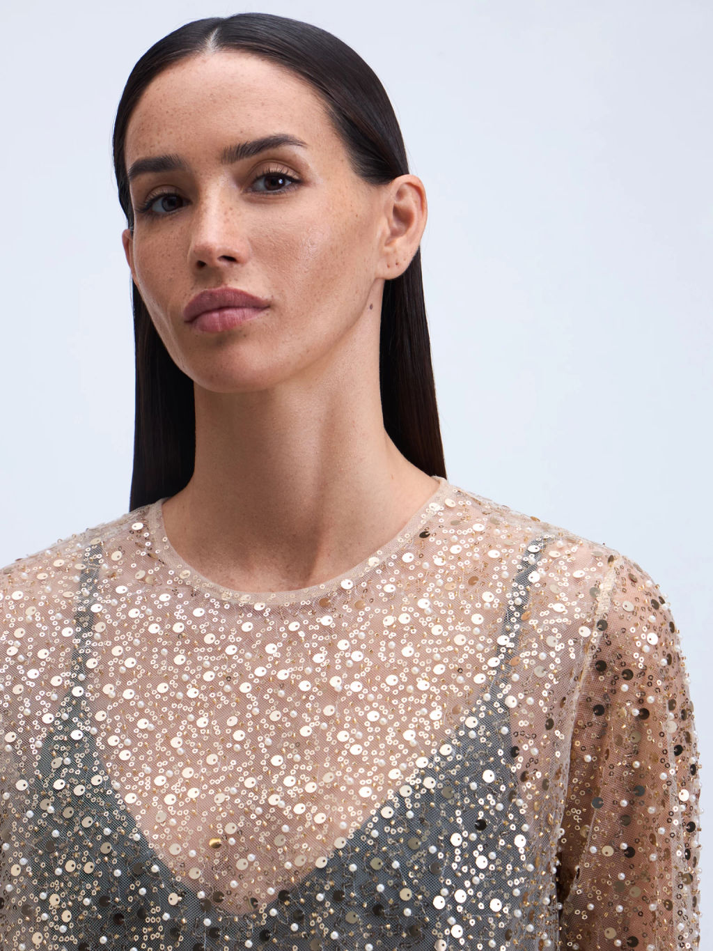 Лонгслив с декоративными бусинами / Zarina  фото 6