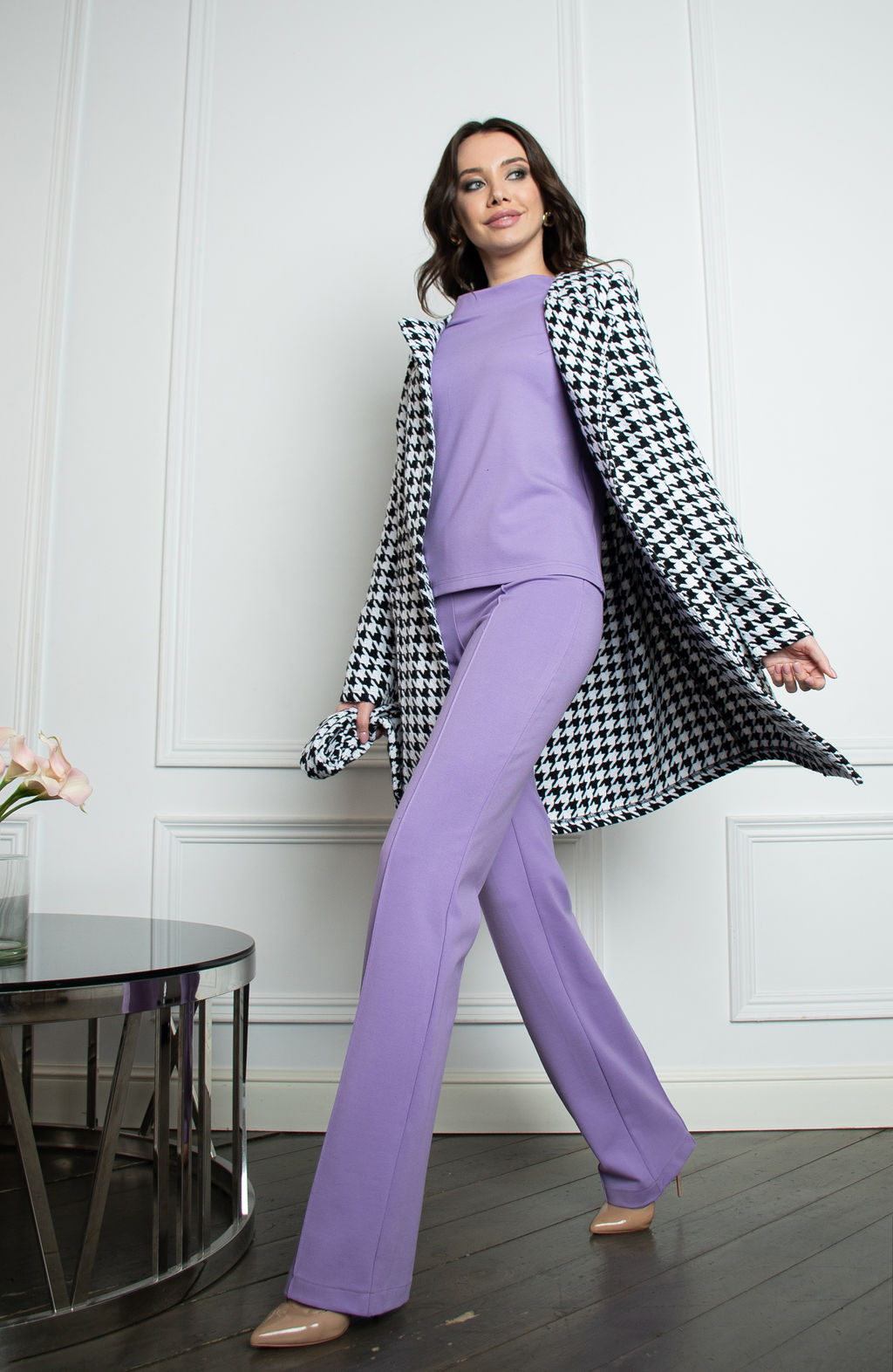 Брюки из трикотажа светло-сиреневый - Donna saggia фото 7