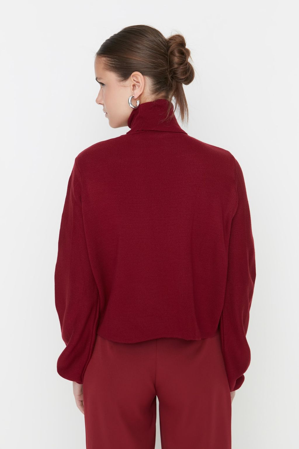 Bordo Basic Bal?kc? Yaka Triko Kazak TWOAW21KZ0485