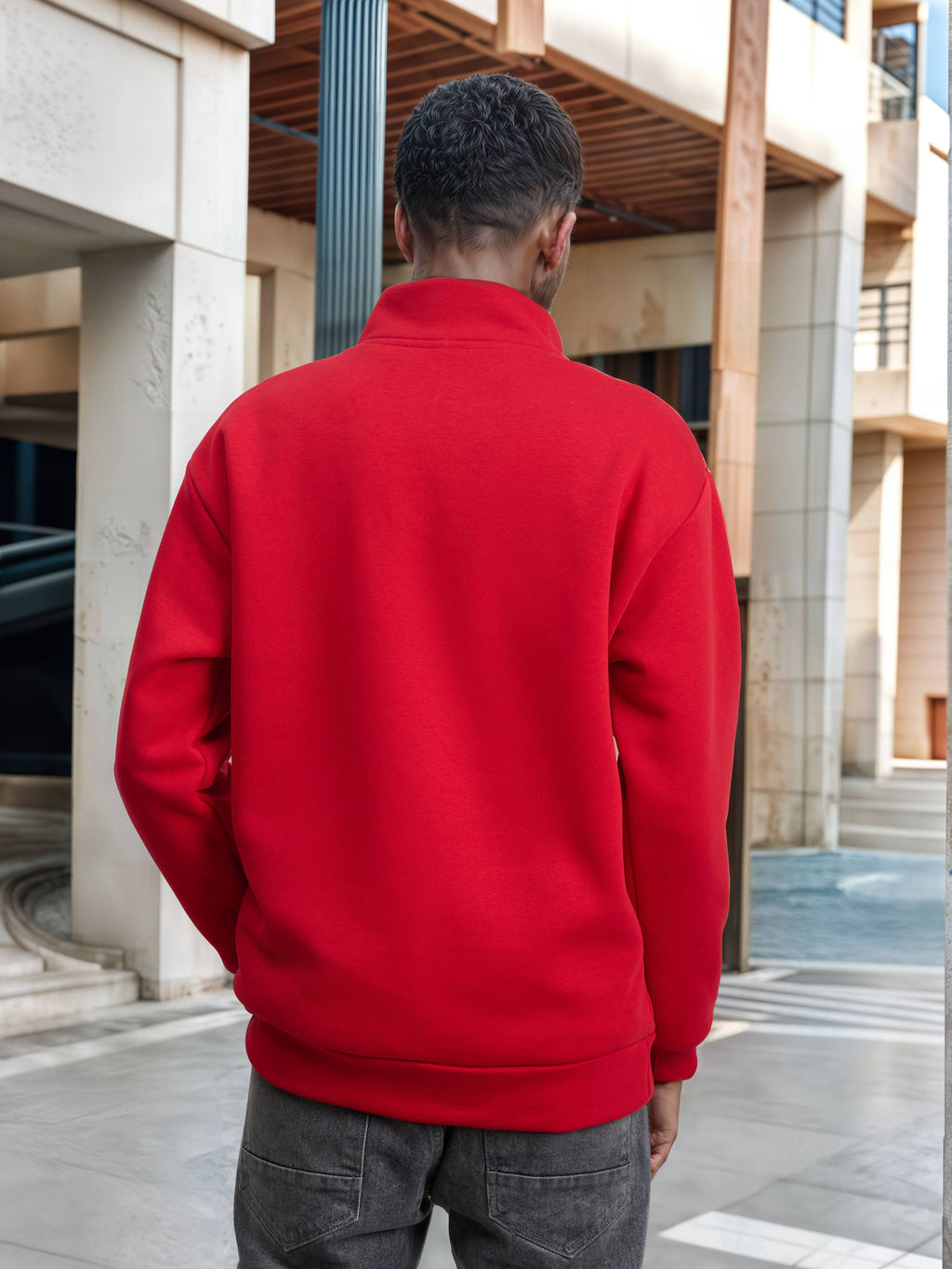 Толстовка мужская с зип-воротником "Kazan" красный