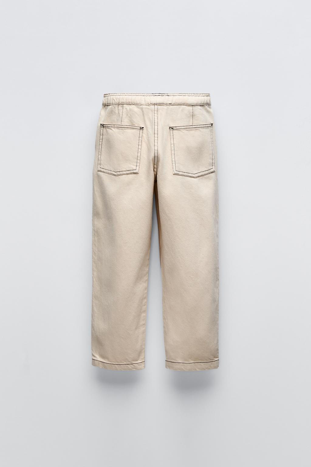 ECRU TWILL TROUSERS - Zara фото 3