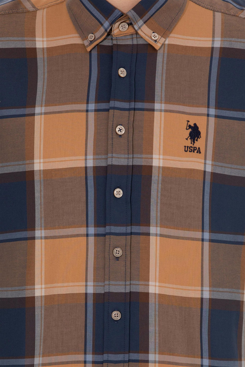 U. S. Polo Assn Мужская рубашка светло-коричневого цвета в клетку - U.s. polo assn фото 12