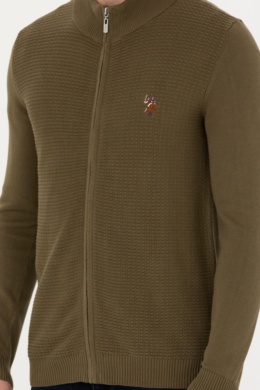 U. S. Polo Assn / Мужской базовый трикотажный кардиган цвета хаки - U.s. polo assn фото 18