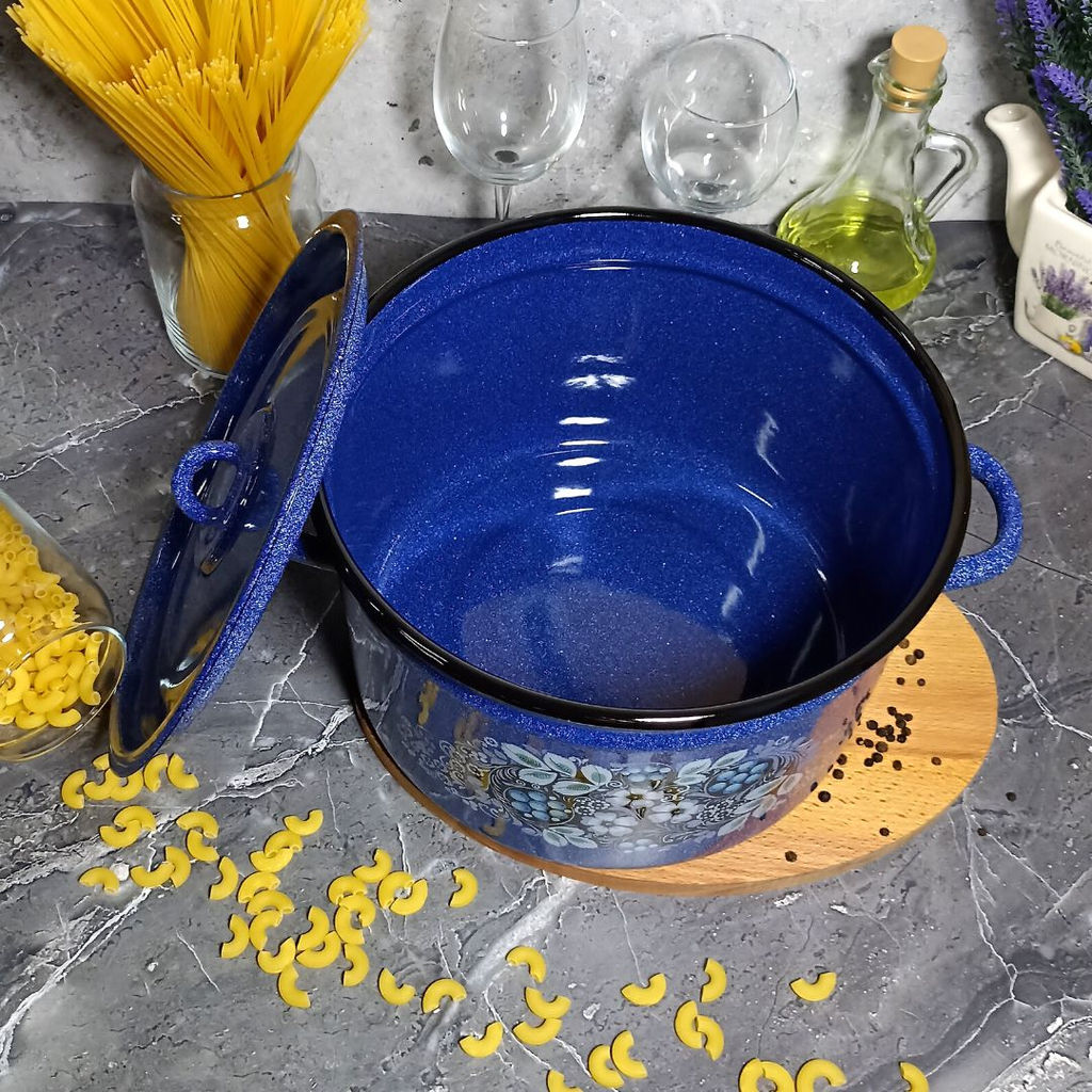 Кастрюля 7,0л 1с18с син. с зерн. Голубика - Стальэмаль фото 5