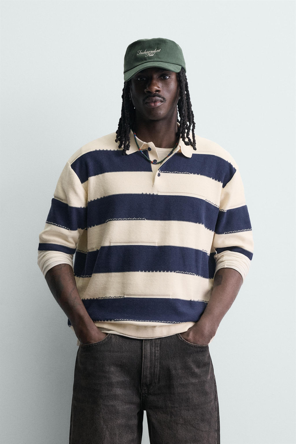 POLO PUNTO RAYAS IRREGULARES / Marino