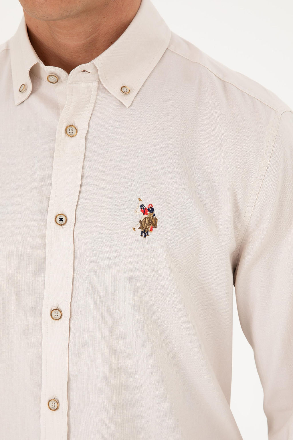 U. S. Polo Assn / Мужская базовая рубашка с длинным рукавом Stone - U.s. polo assn фото 7