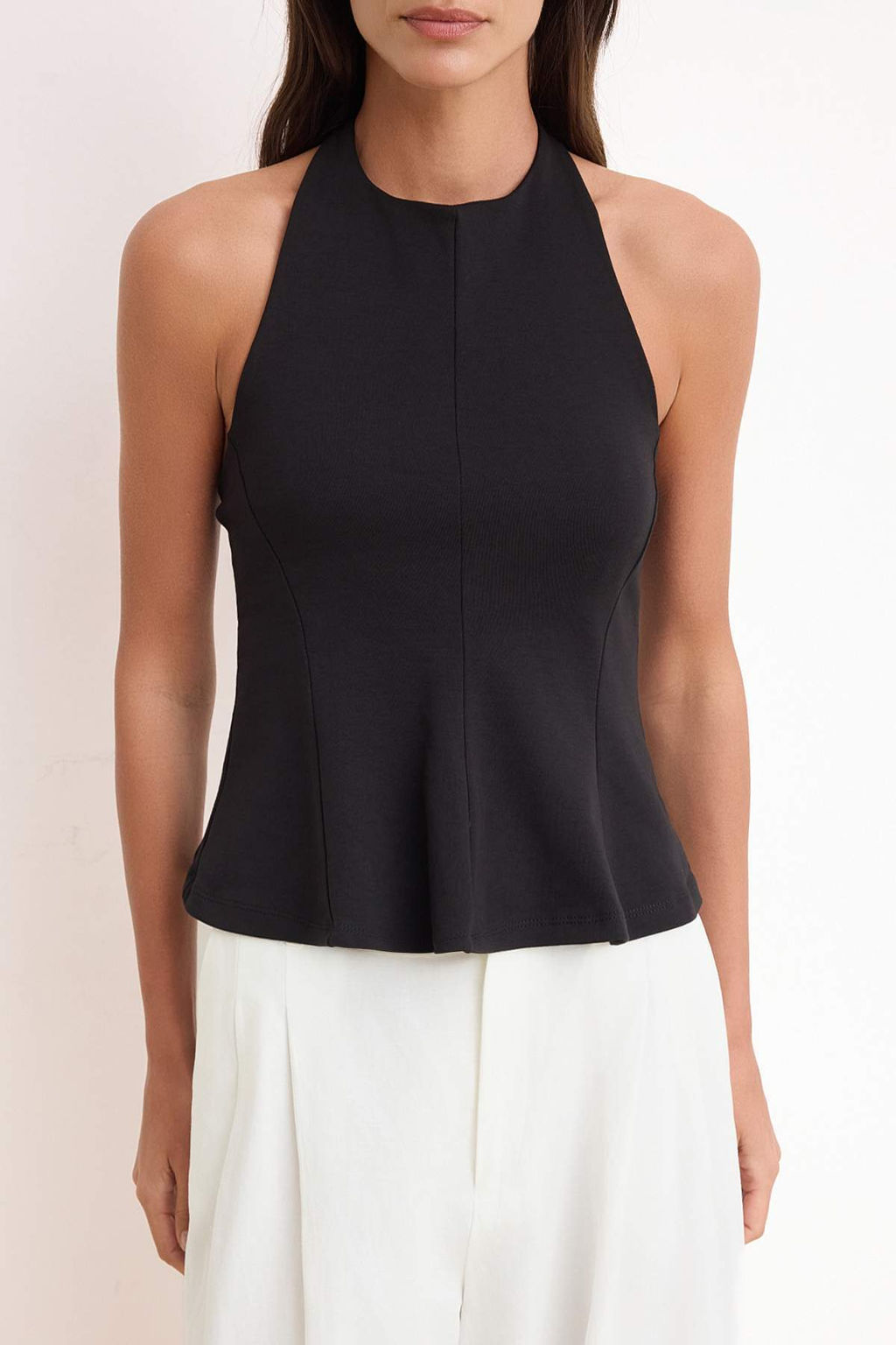 Ac?k Pembe Fitted/Vucuda Oturan Boyundan Baglamal? Kolsuz Interlok Orme Bluz TWOSS26BZ00665 - Trendyolmilla фото 7