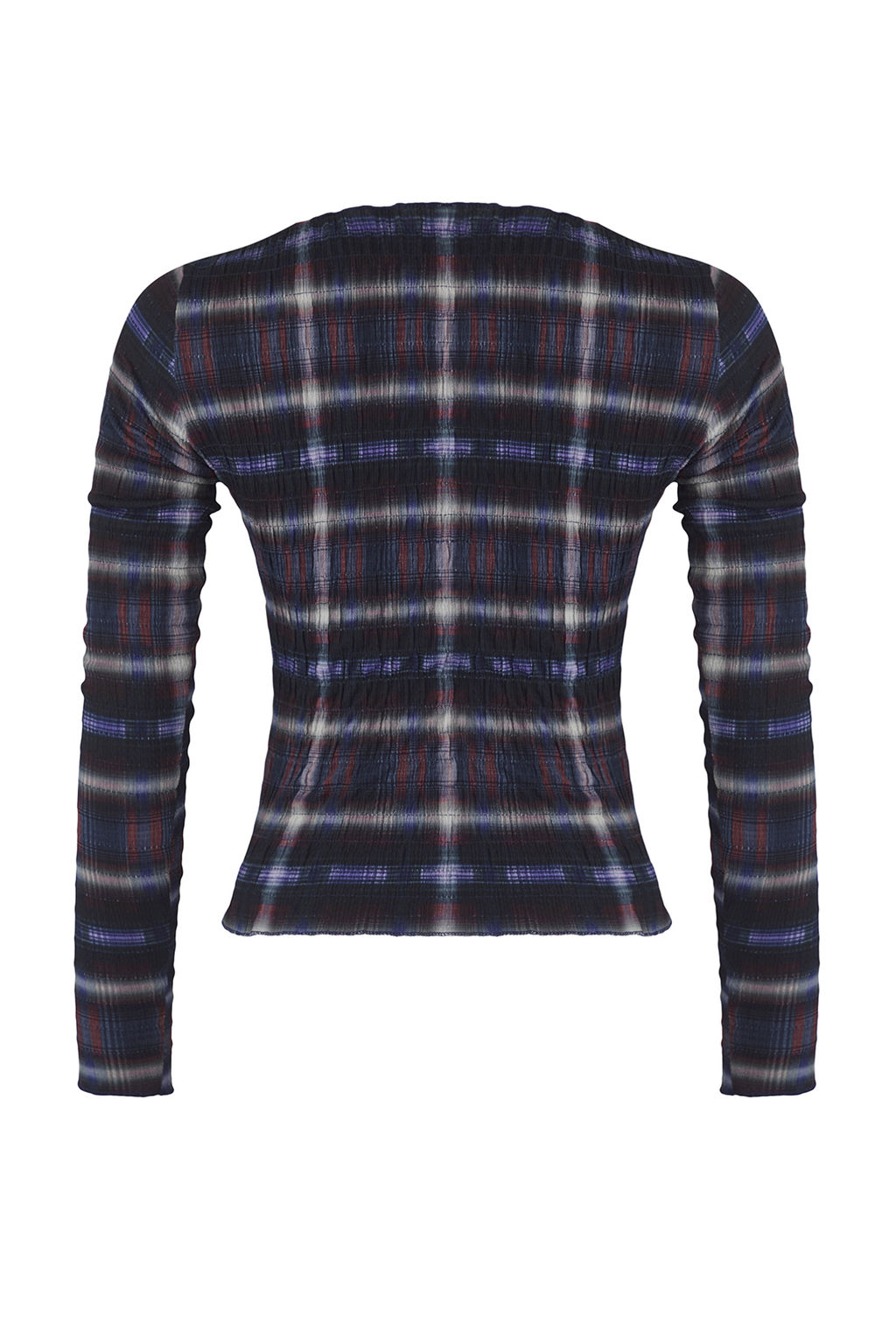 Teen Lacivert Ekoseli Gipeli Slim/Vucuda Oturan Orme Bluz TWOAW26BZ00086