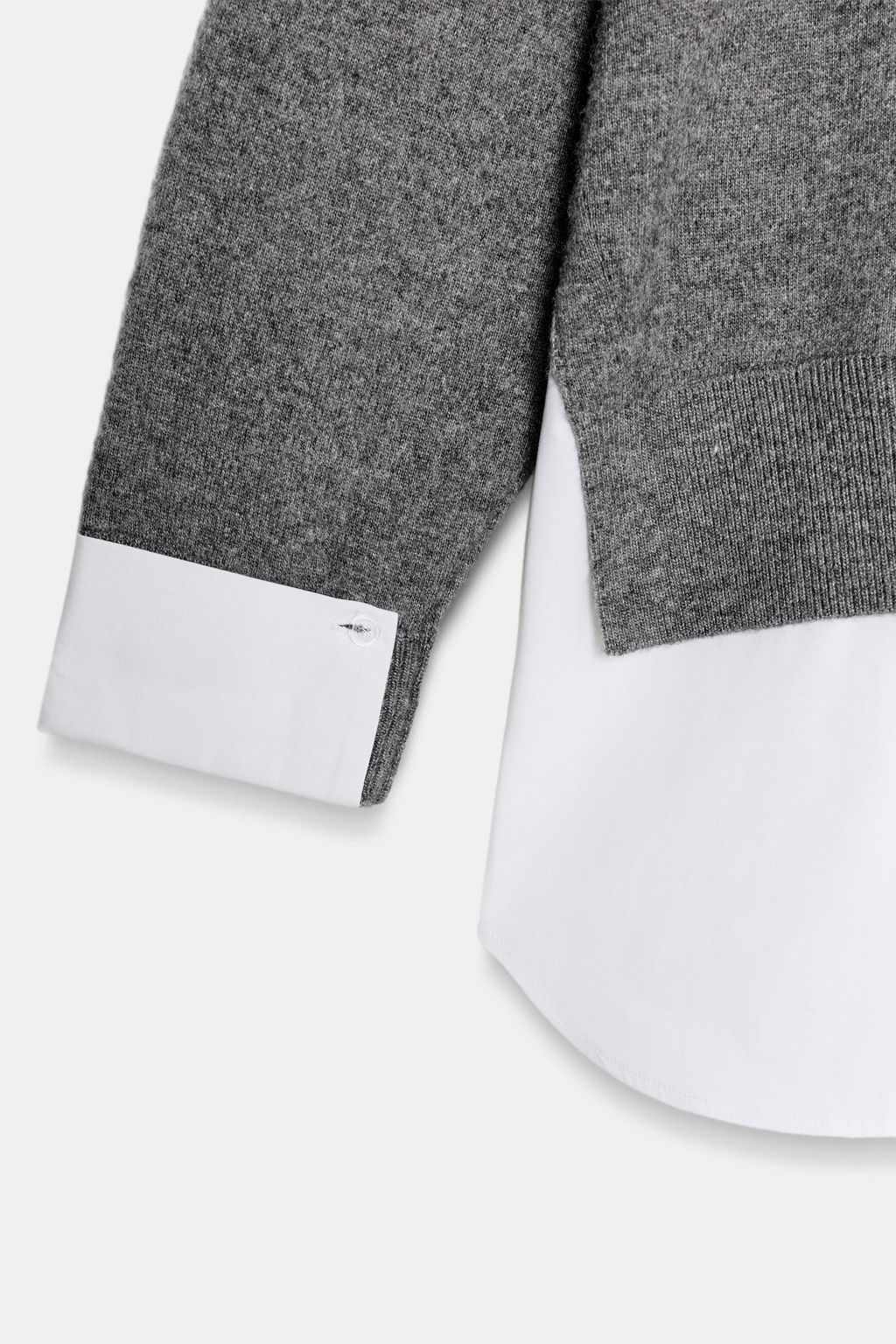 KNIT SWEATER WITH CONTRAST POPLIN - Zara фото 5