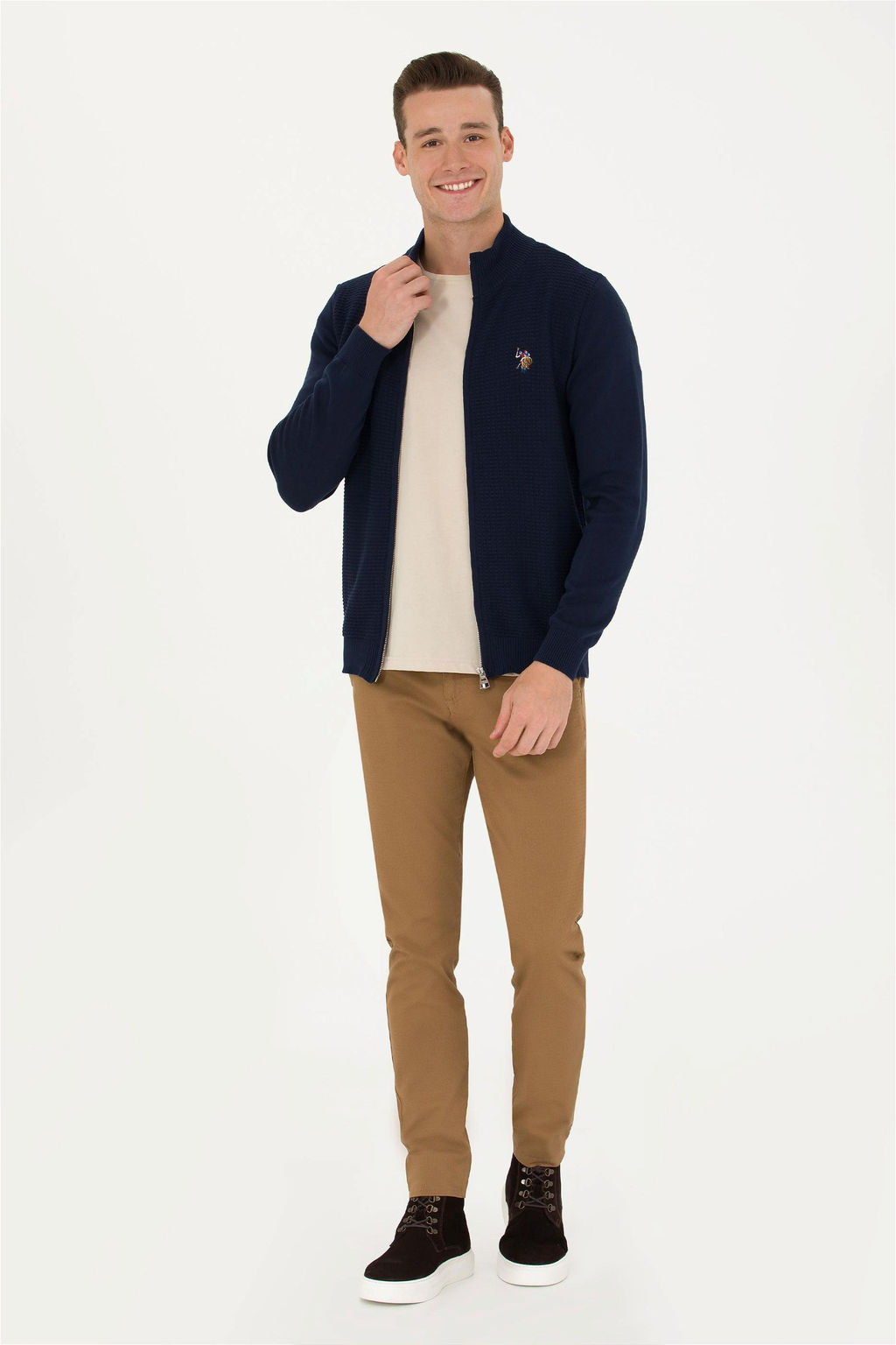 Кардиган мужской U. S. Polo Assn базовый темно-синий из хлопка - U.s. polo assn фото 11