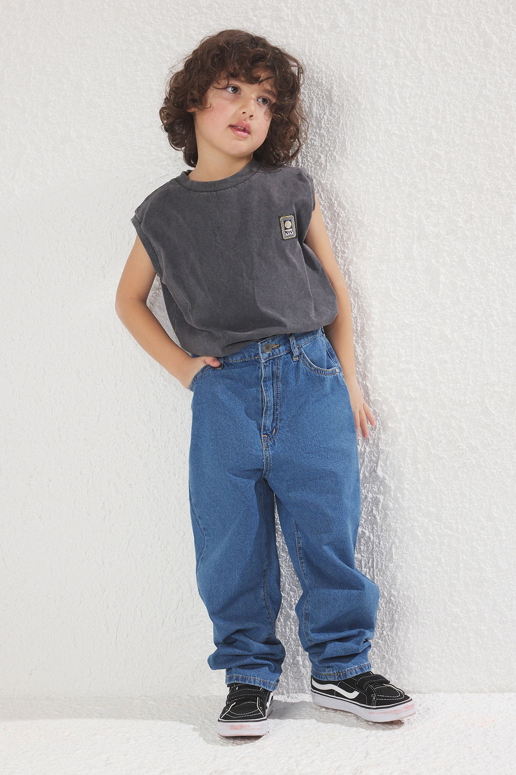 Koyu Lacivert Erkek Cocuk Balon Fit %100 Pamuk Lastikli Denim Jean Pantolon TKDSS25JE00002 - Trendyolmilla фото 7