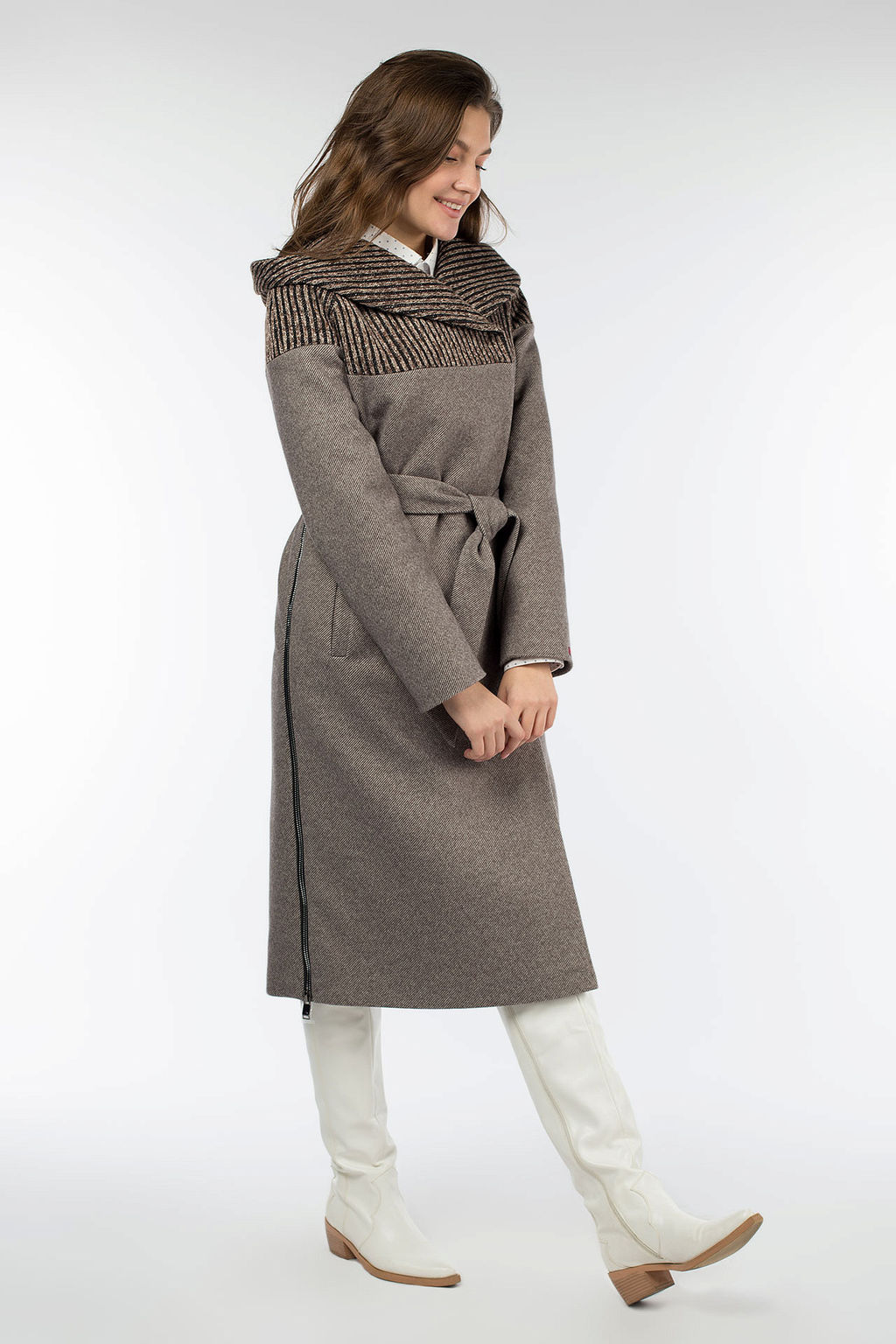 01-10252 Пальто женское демисезонное (пояс) - El podio фото 3
