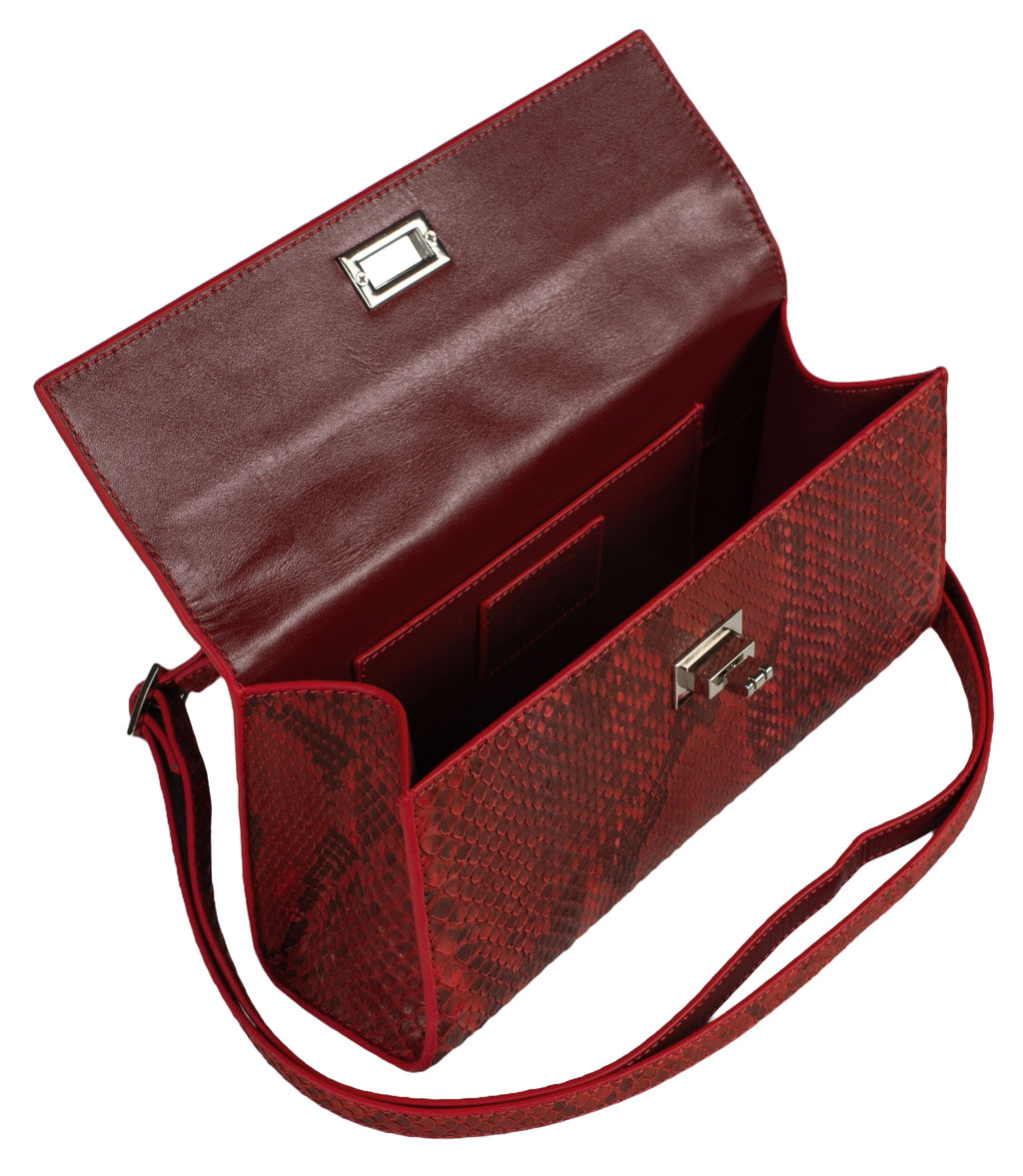 Клатч женский Sefaro TP-SB04 из кожи питона красный 24×12×6 см фото 3