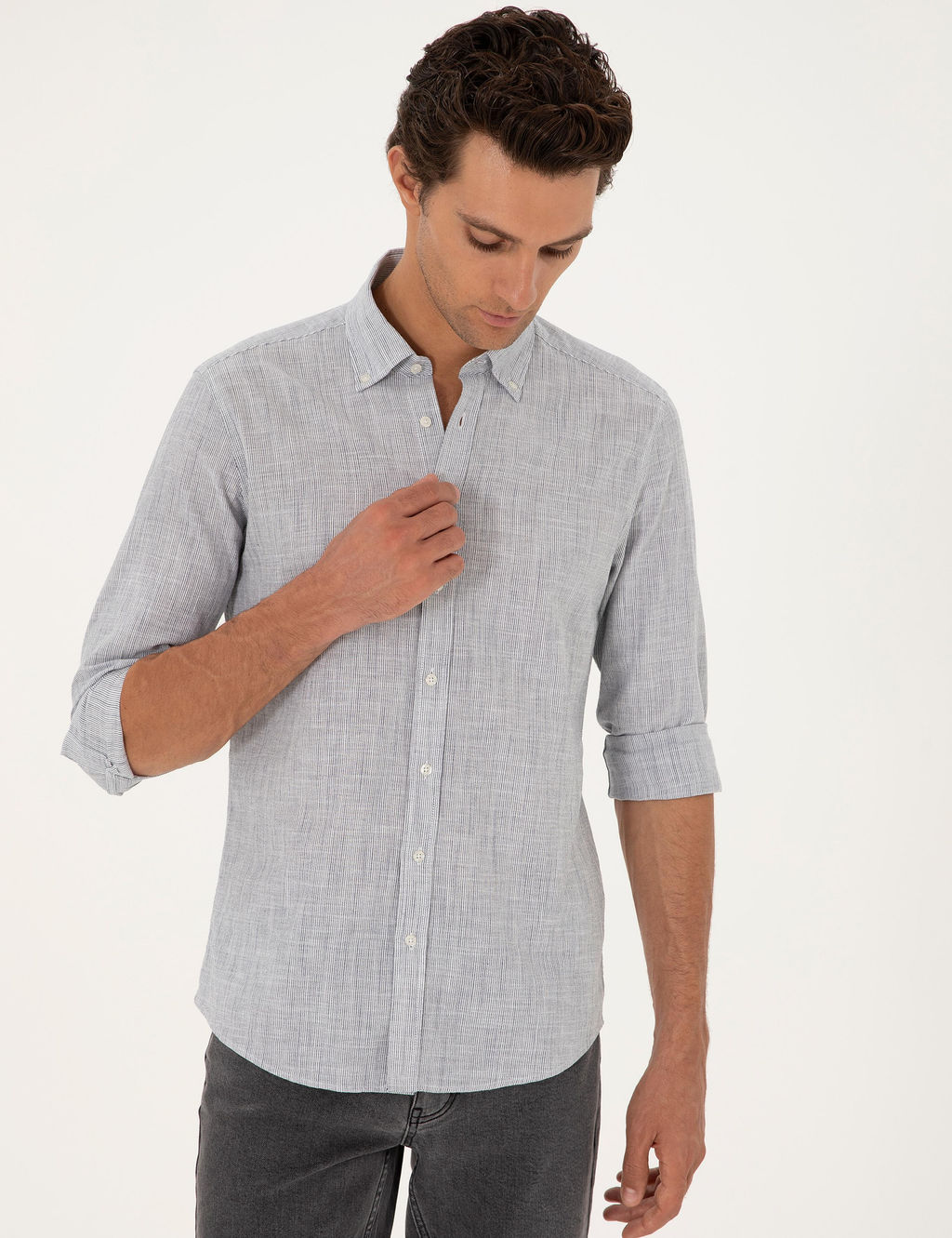 Рубашка узкого кроя с длинным рукавом Saks - Cacharel фото 3