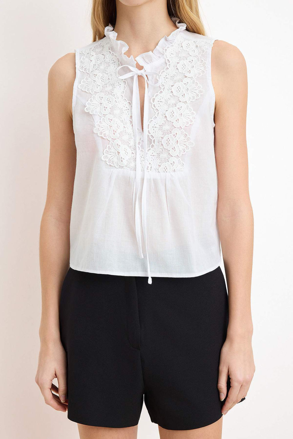 Beyaz Gupur ve Baglama Detayl? Dokuma Bluz TWOSS26BZ00325 - Trendyolmilla фото 3