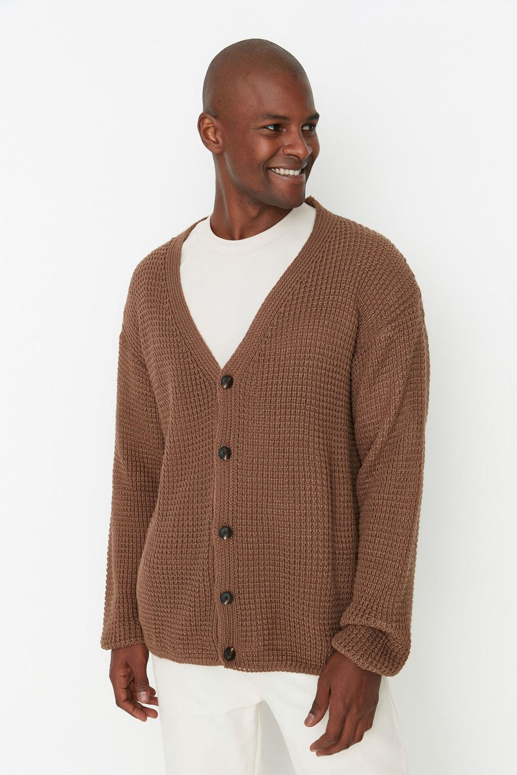 TRENDYOL MAN Vizon Oversize Genis Kesim V Yaka Dokulu H?rka TMNAW21HI0238 - Trendyolmilla фото 3