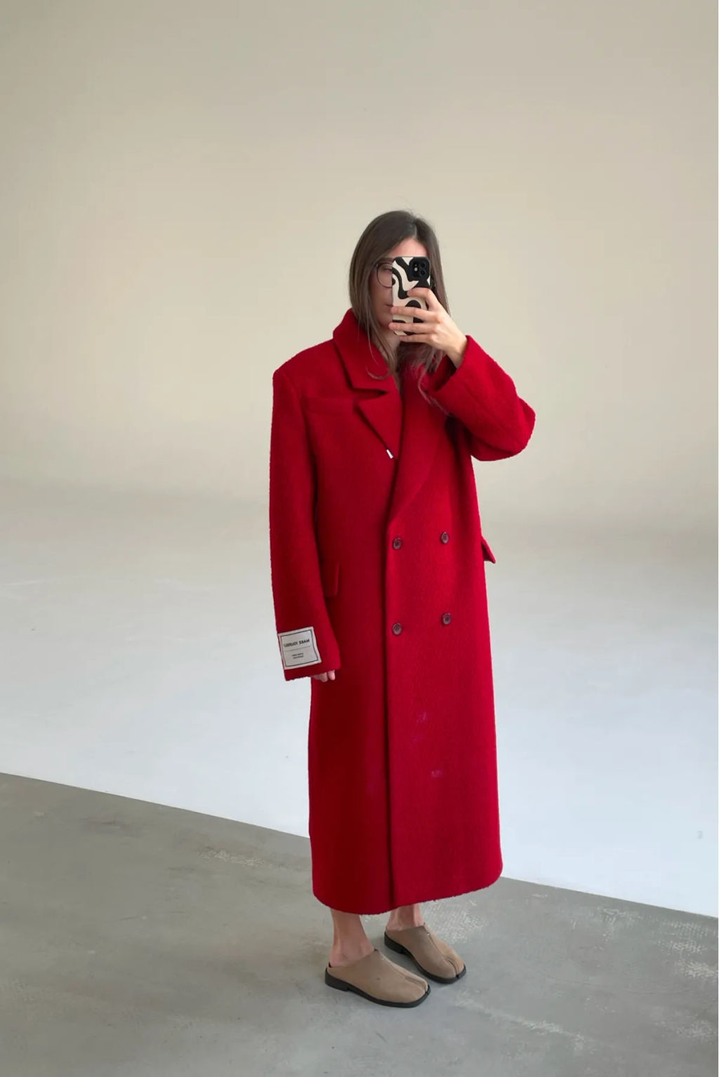 Пальто-макси из вареной шерсти Насыщенный красный - Erist store фото 3