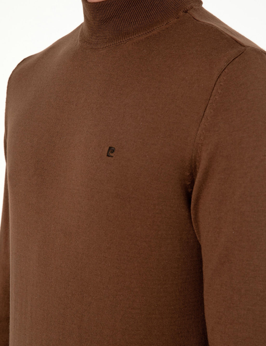 Koyu Kahverengi Slim Fit Yar_m Bal_k__ Yaka Basic Triko Kazak - Pierre cardin фото 7