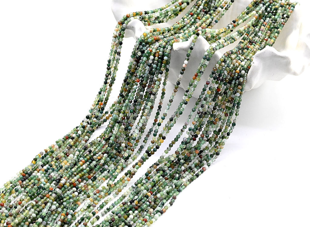 Бусины из агата индийского шарик гр.2мм, 38см, 178 бусин Радуга камня