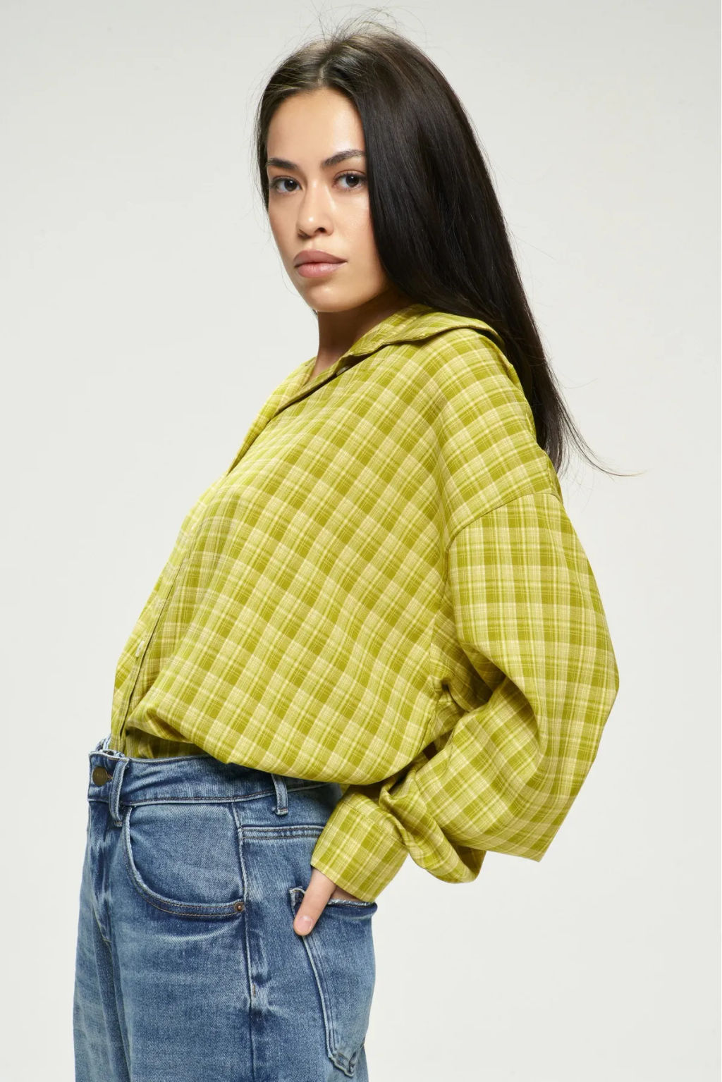 Рубашка Oversized в клетку Lime - Erist store фото 6