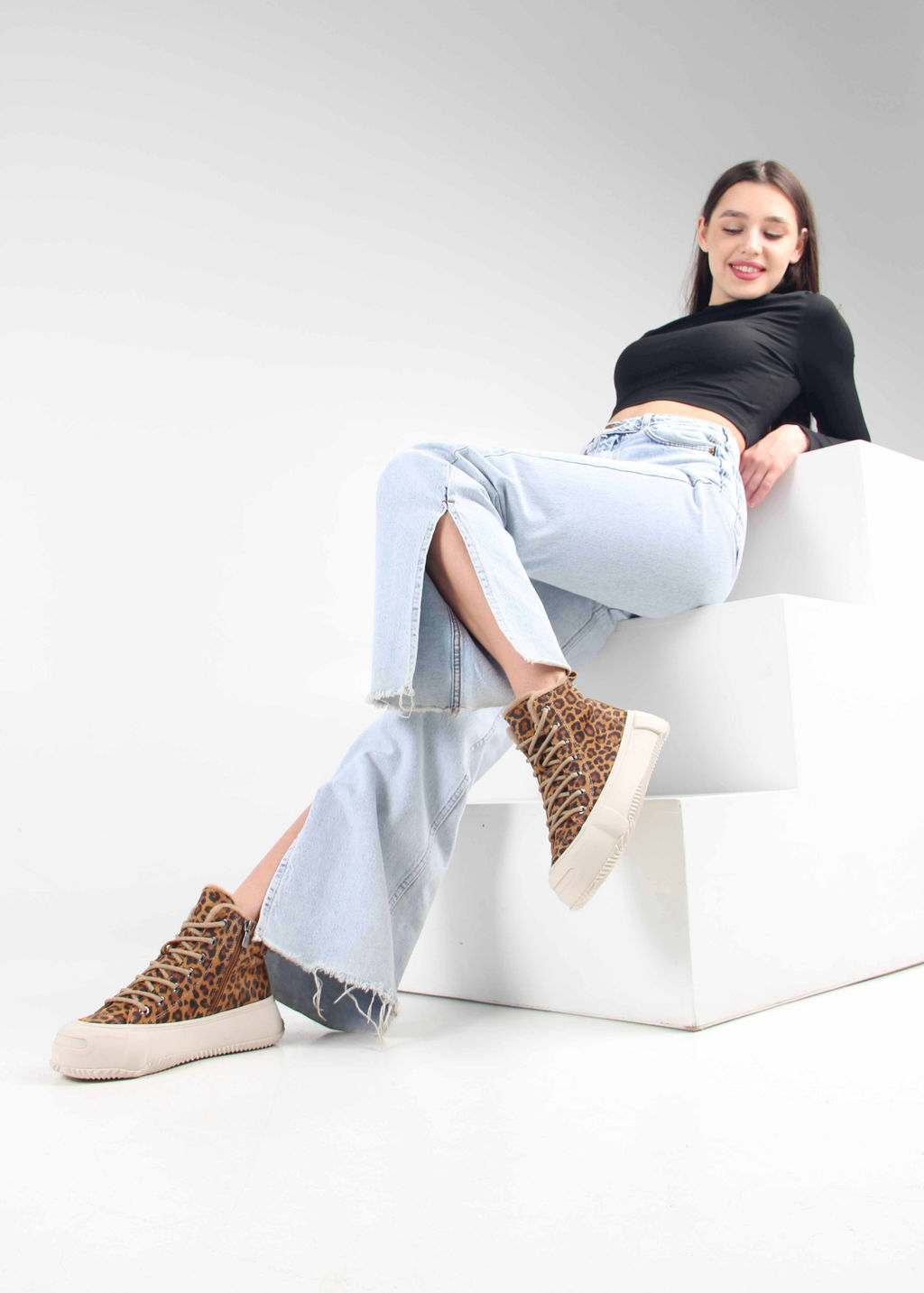 Ботинки 217.PODYUM151be. коричневый леопард замша/Шерсть