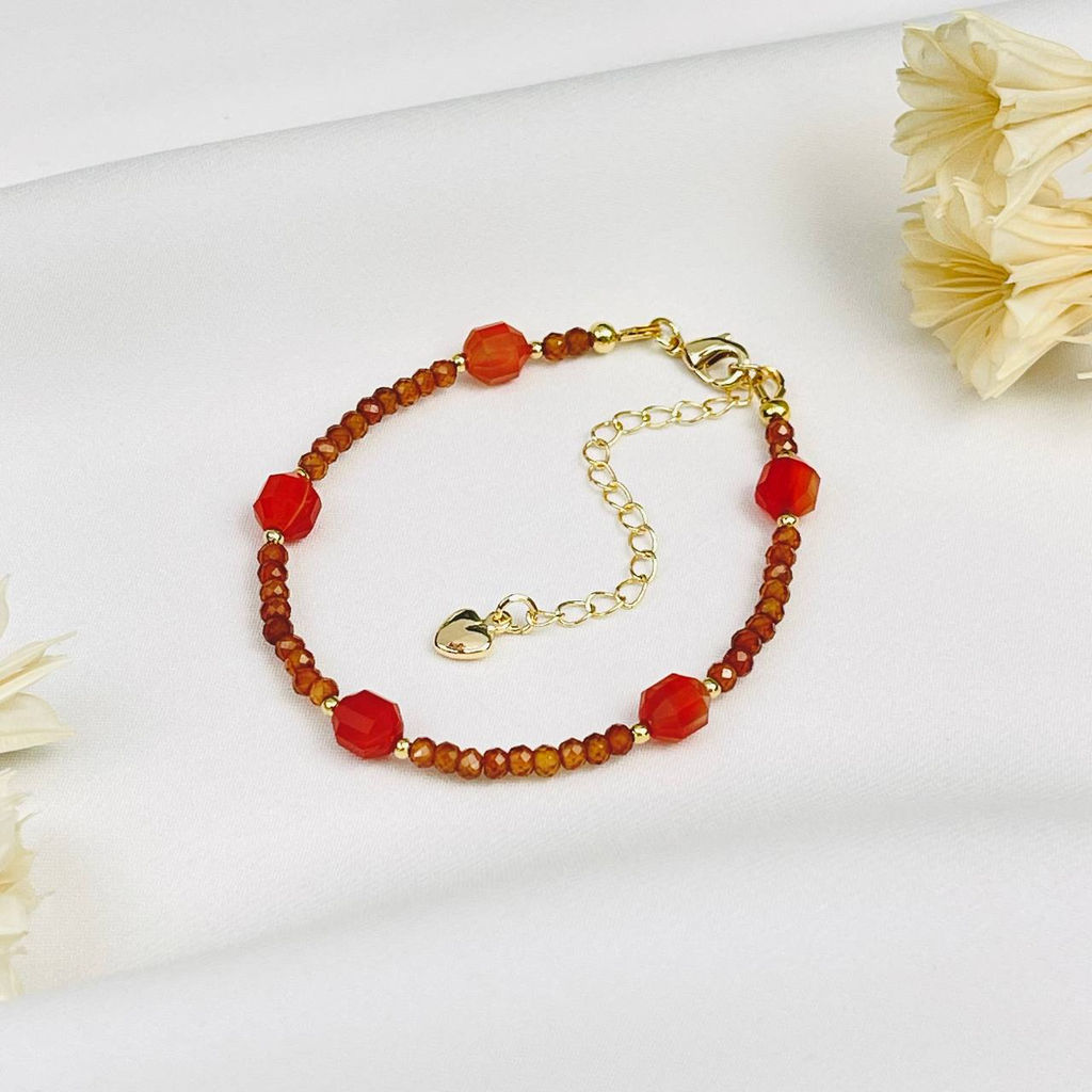 Браслет из Граната Спессартин и Сардоникса