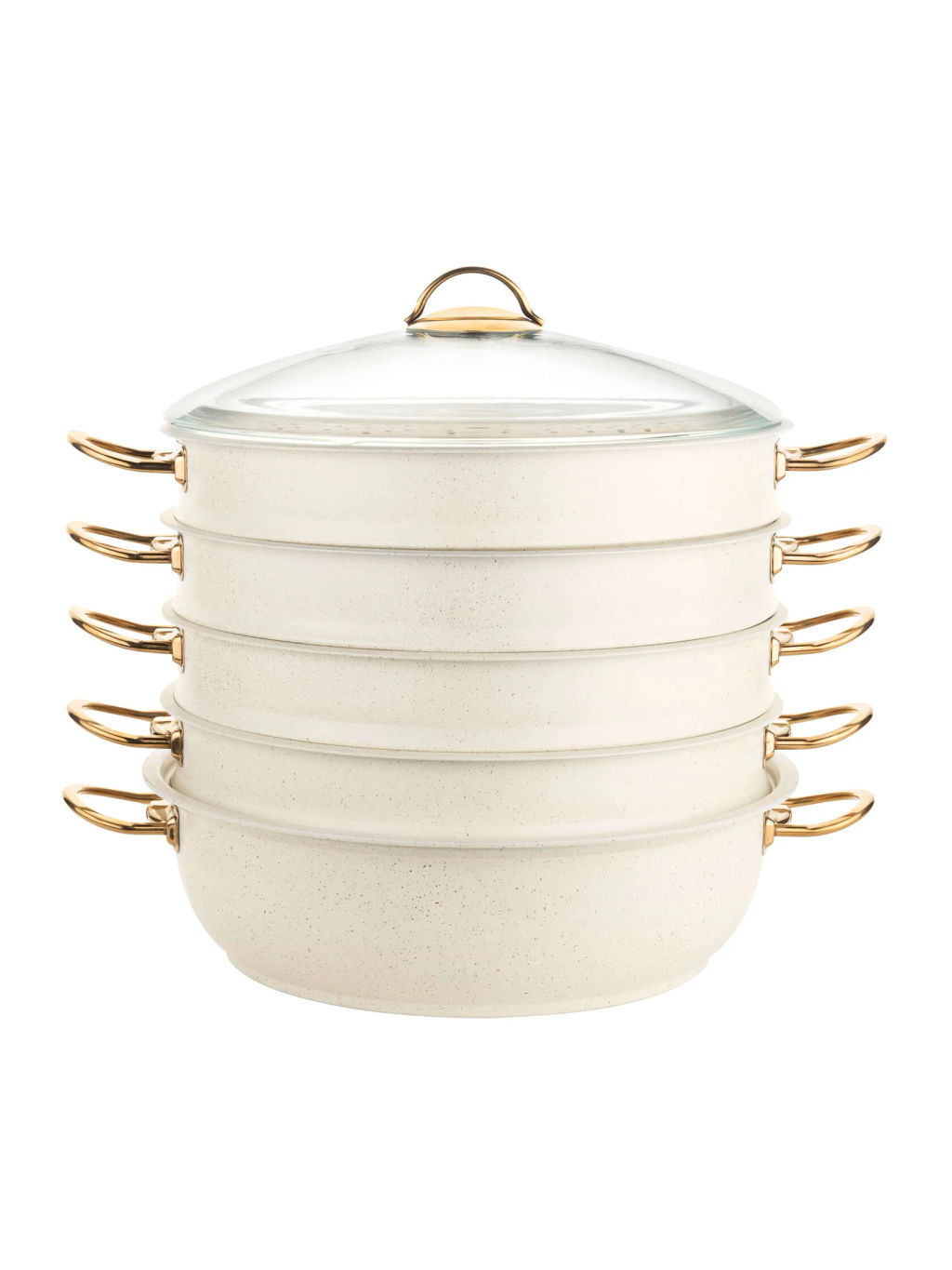 Мантоварка с крышкой стеклянной 28х10 см (5,8 л) с АПП, цвет: айвори, арт. 4000-IVR-28.