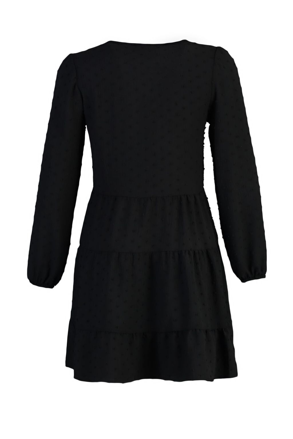 Trendyolmilla Siyah Mini Genis Kesim Dokulu Volanl? Dokuma Elbise TWOAW23EL01479