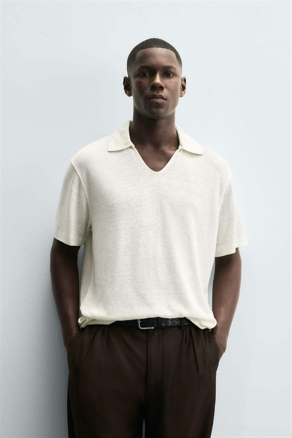 HEMP/VISCOSE KNIT POLO SHIRT - Zara фото 2