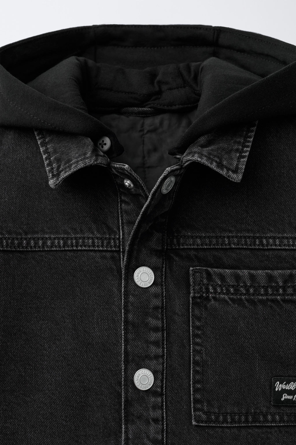 PADDED DENIM OVERSHIRT WITH DETACHABLE HOODIE - Zara фото 4