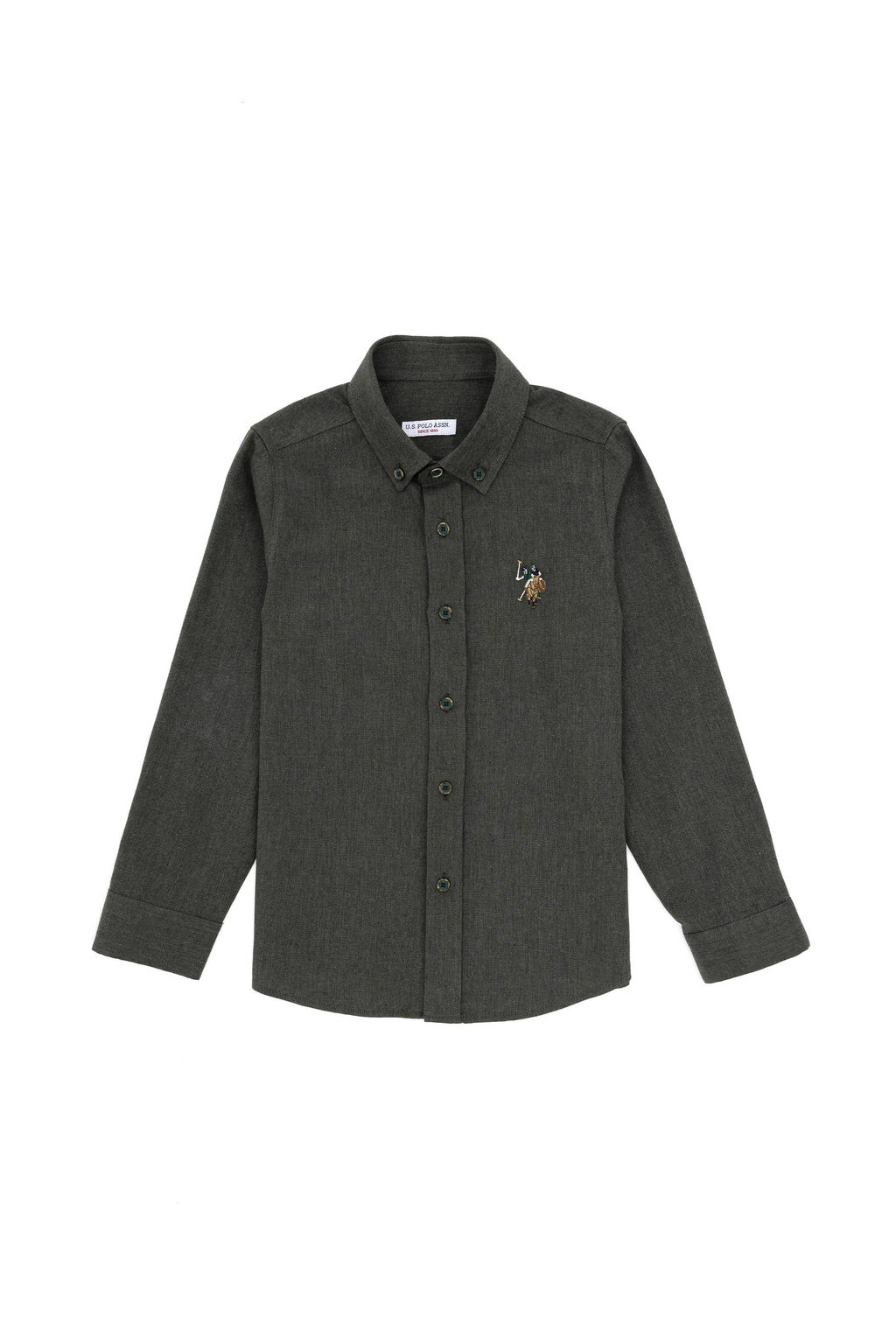 Темно-зеленая рубашка с длинным рукавом для мальчика - U.s. polo assn фото 6