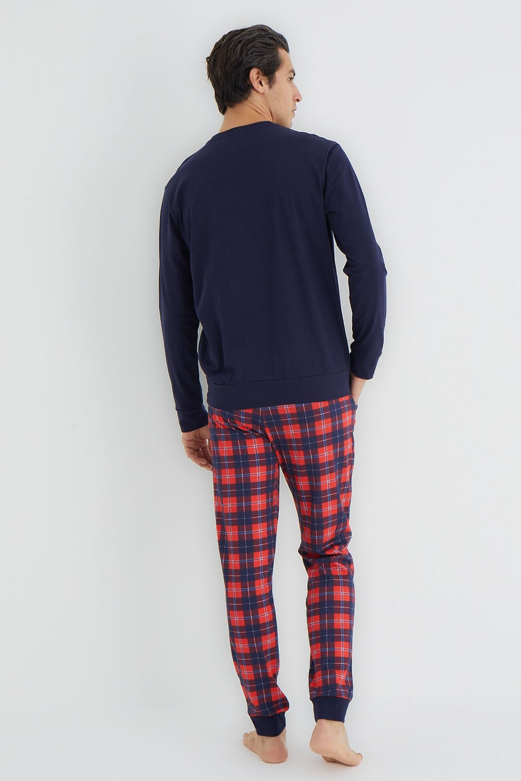 TRENDYOL MAN Lacivert Regular Fit Ekose Orme Pijama Tak?m? TMNAW25PT00060 - Trendyolmilla фото 5